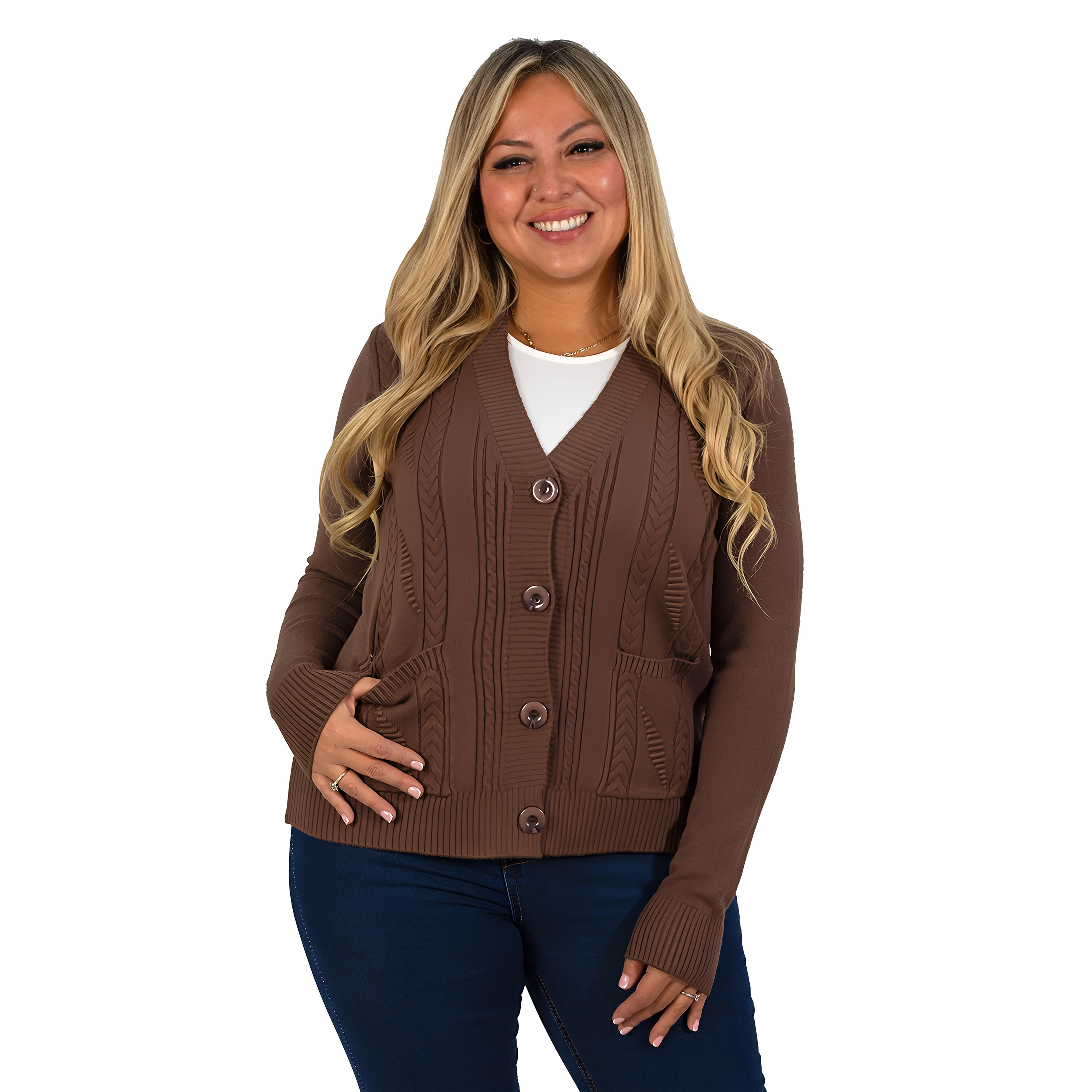 Cárdigan Mujer Bolsillos texturado colores 1