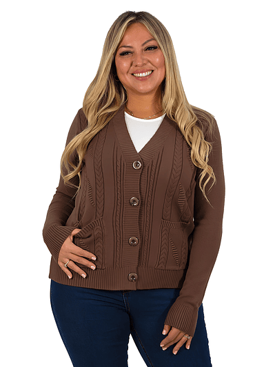 Cárdigan Mujer Bolsillos texturado colores