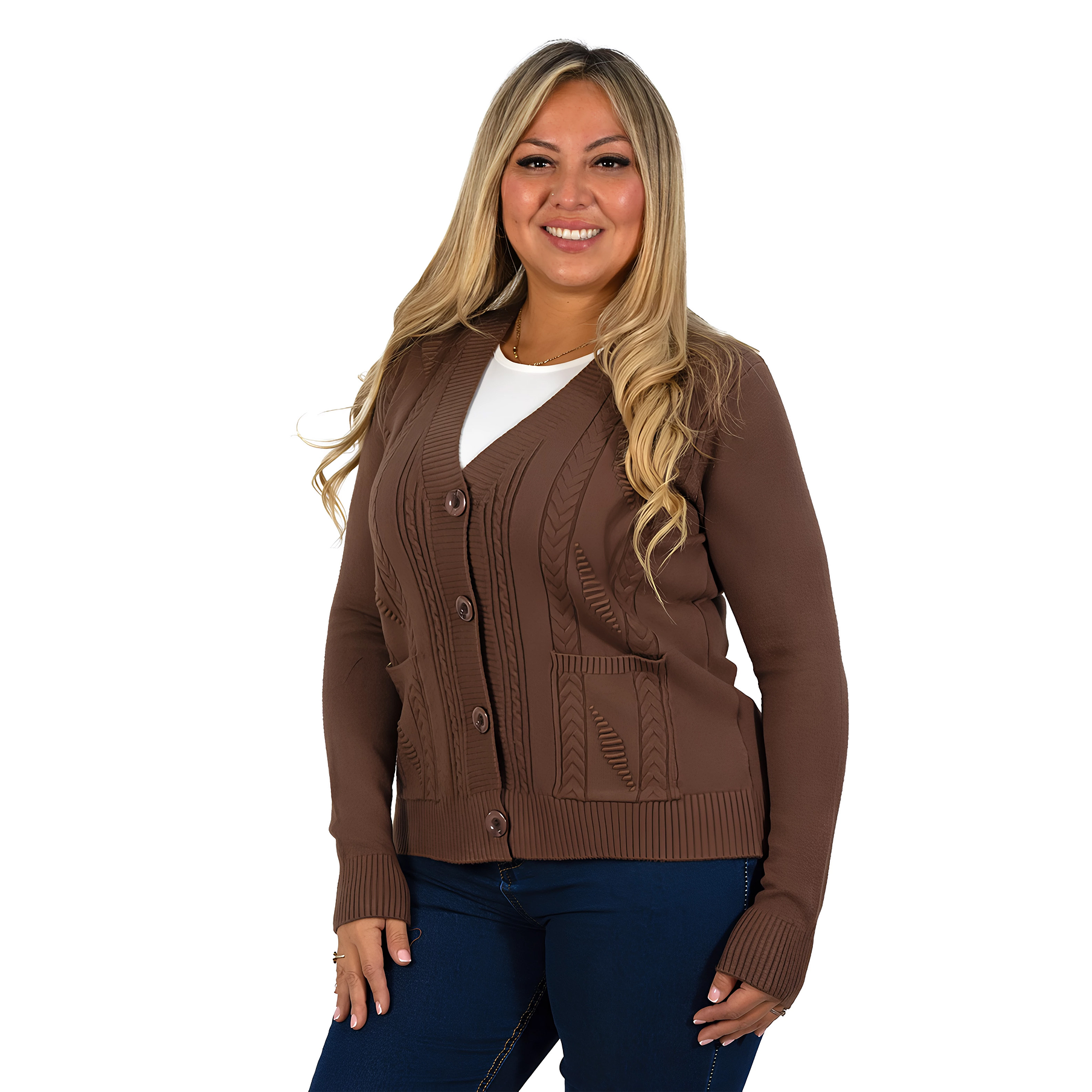 Cárdigan Mujer Bolsillos texturado colores 2