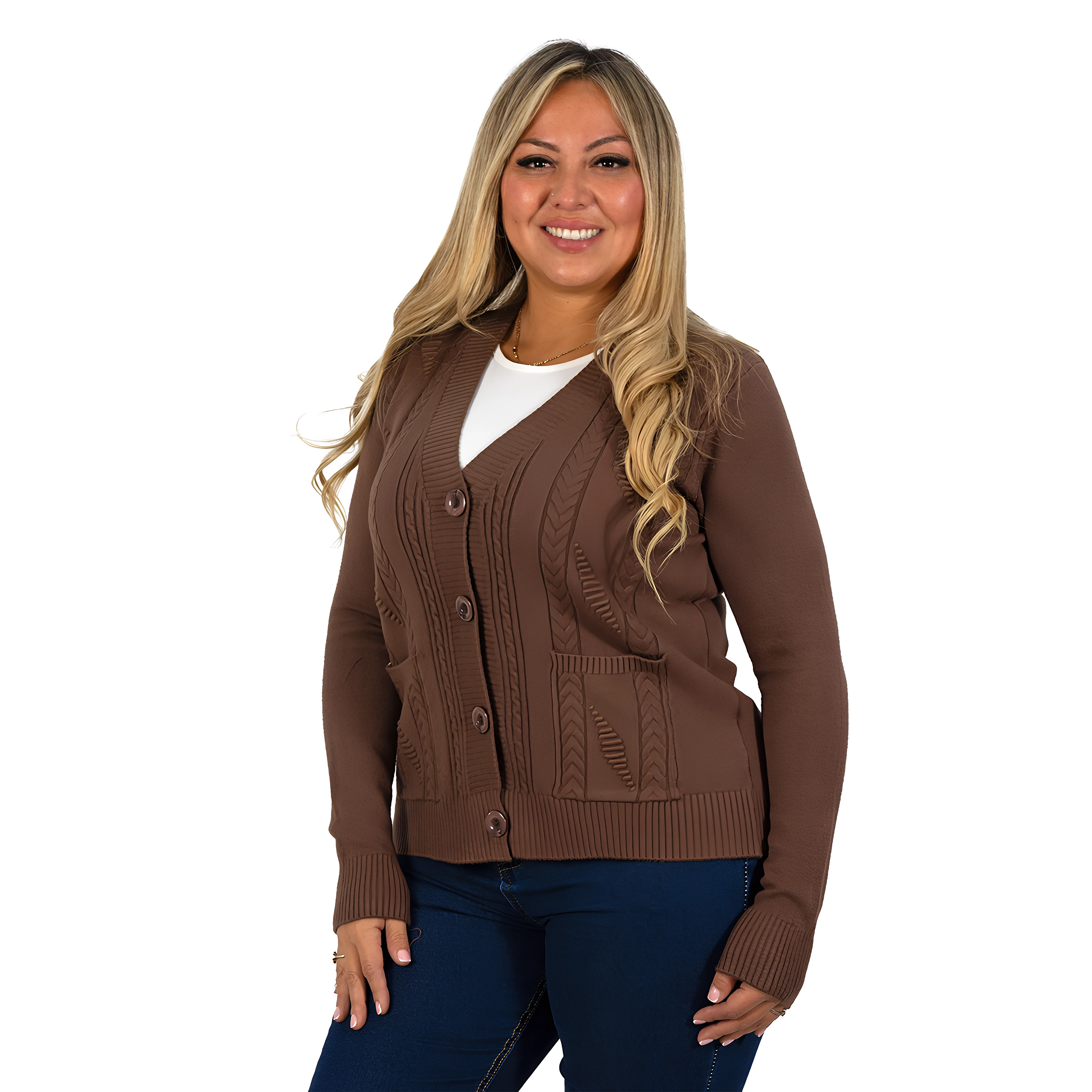 Cárdigan Mujer Bolsillos texturado colores 2