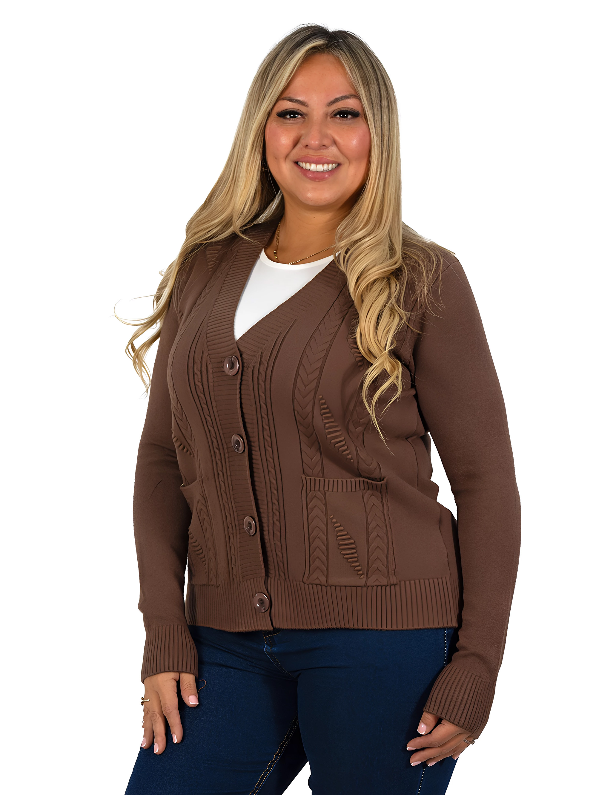 Cárdigan Mujer Bolsillos texturado colores 2