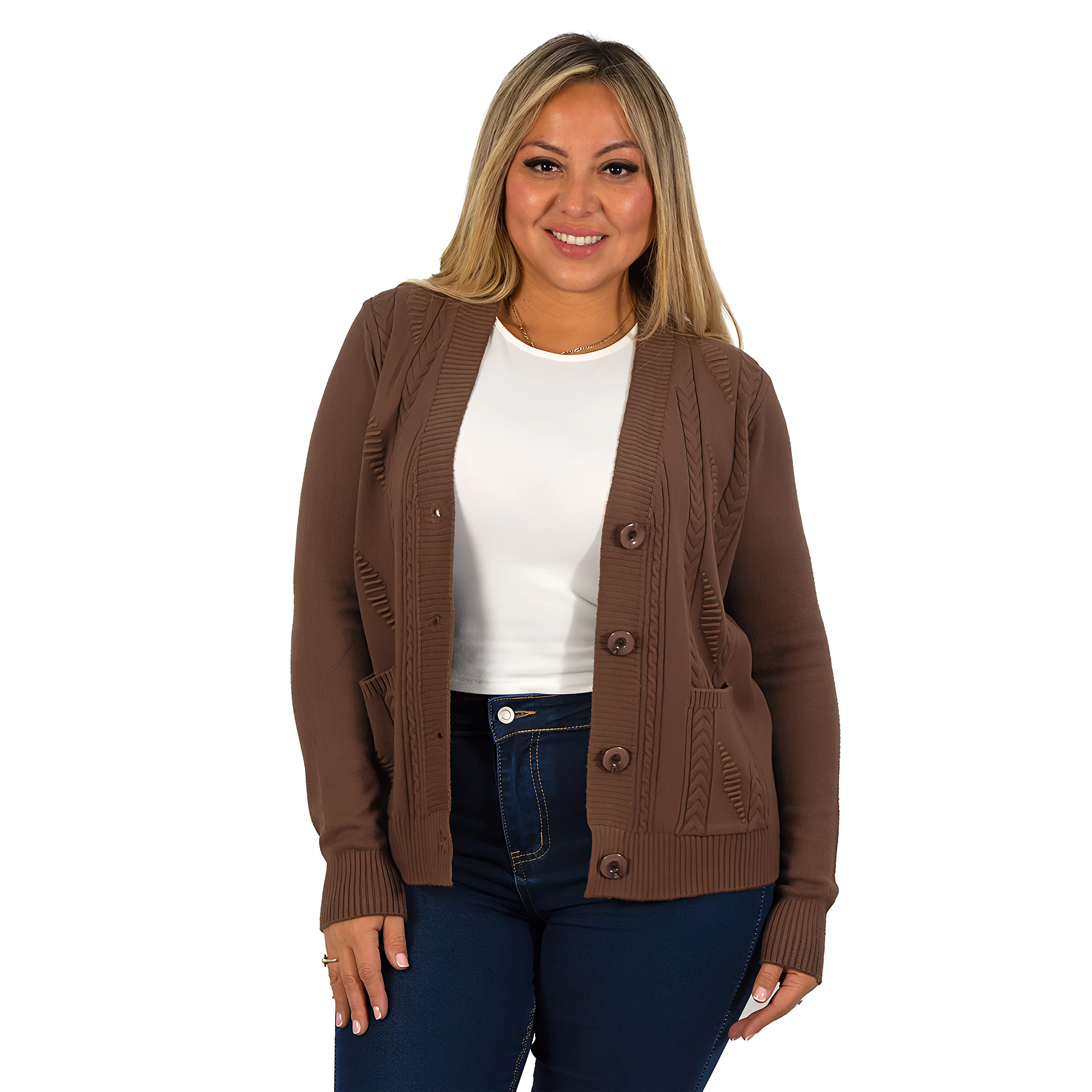 Cárdigan Mujer Bolsillos texturado colores 3