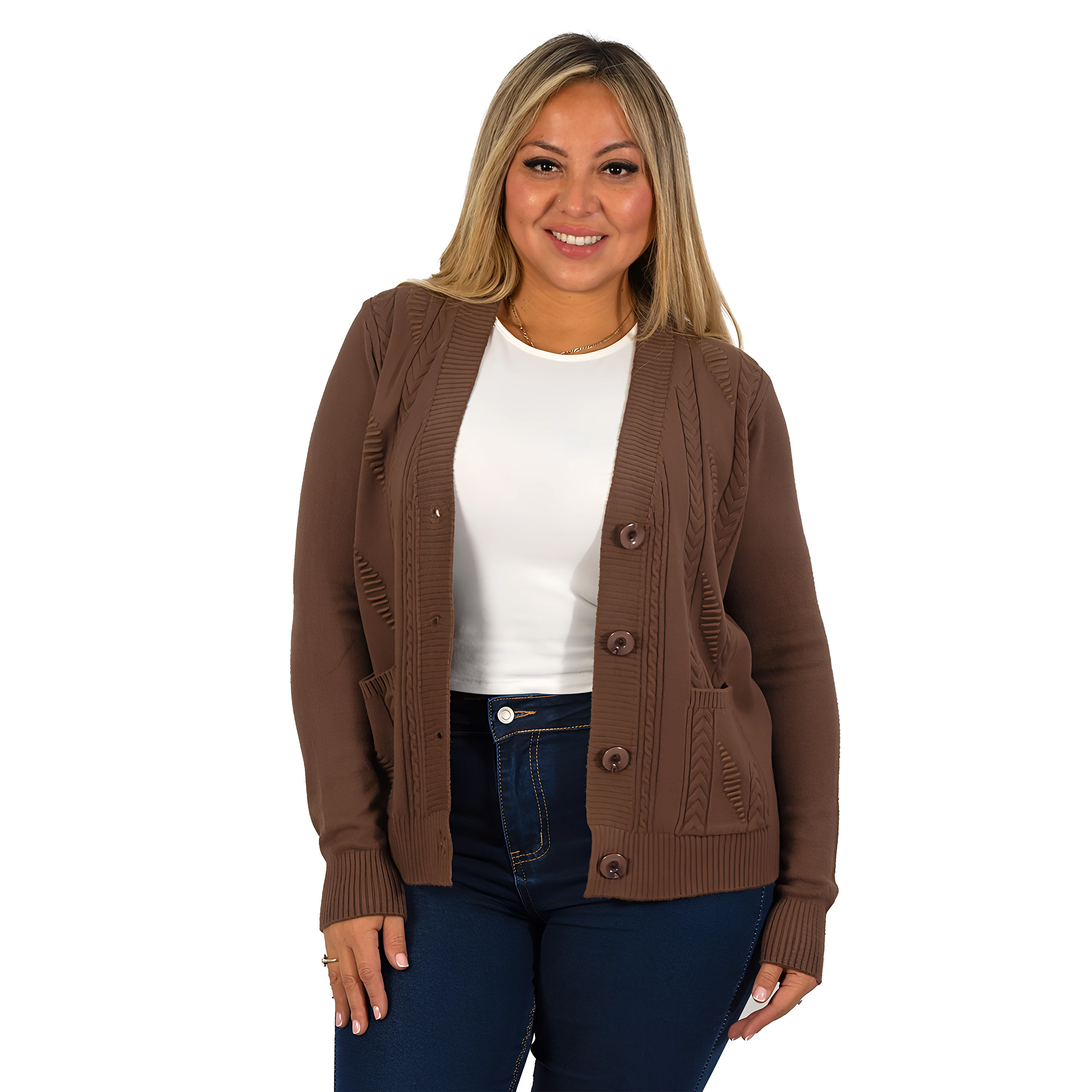 Cárdigan Mujer Bolsillos texturado colores 3