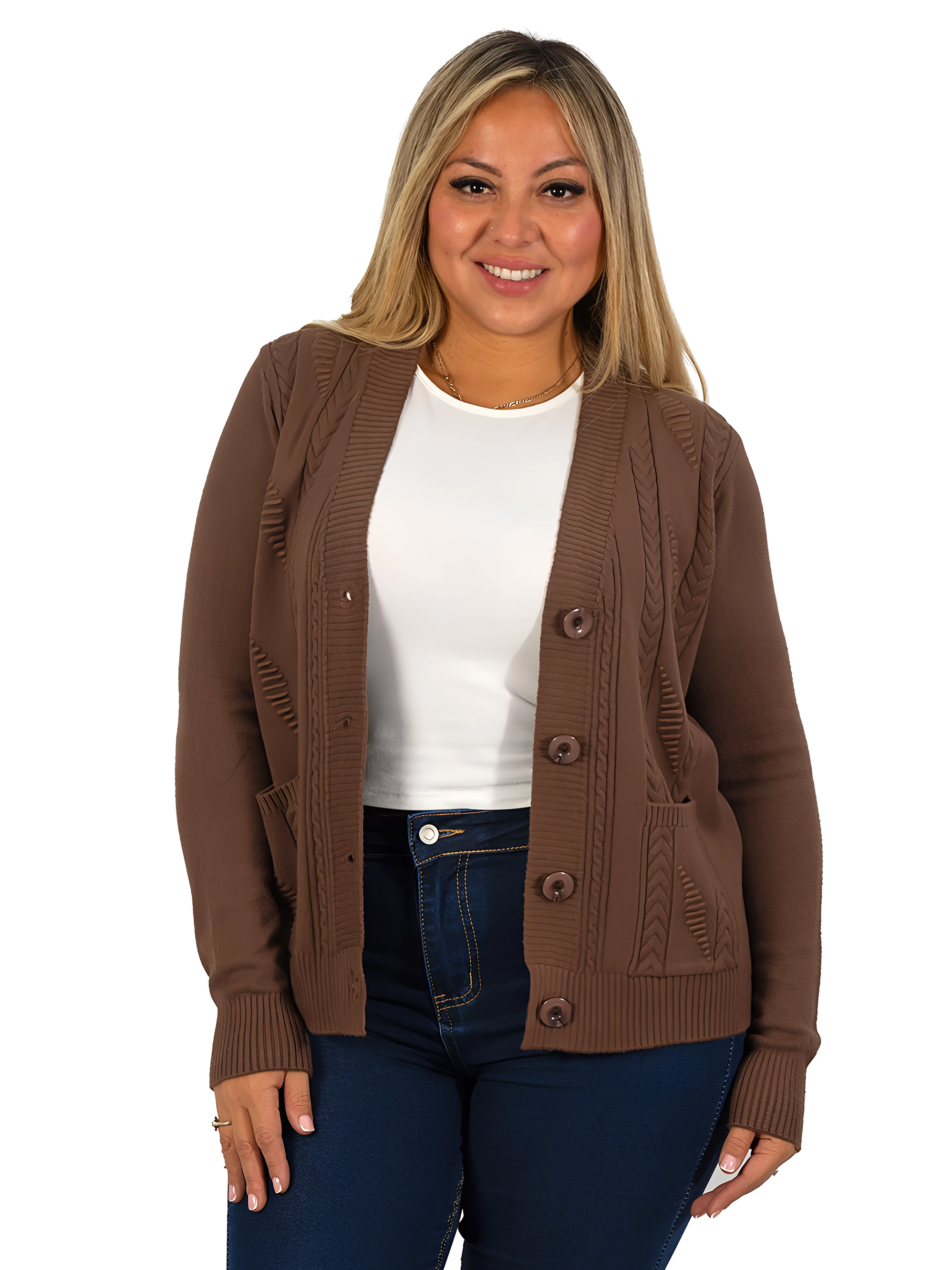 Cárdigan Mujer Bolsillos texturado colores 3