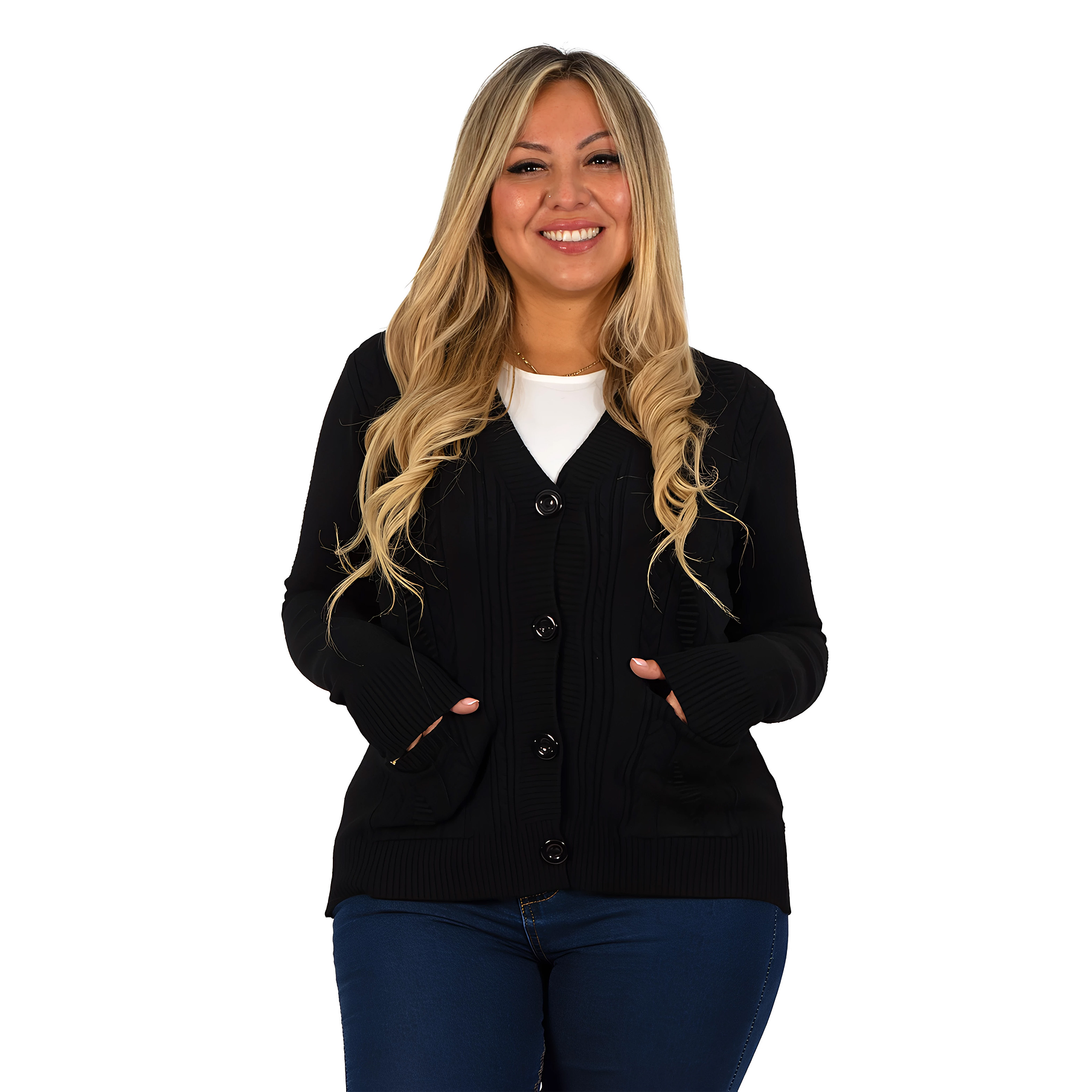 Cárdigan Mujer Bolsillos texturado colores 4