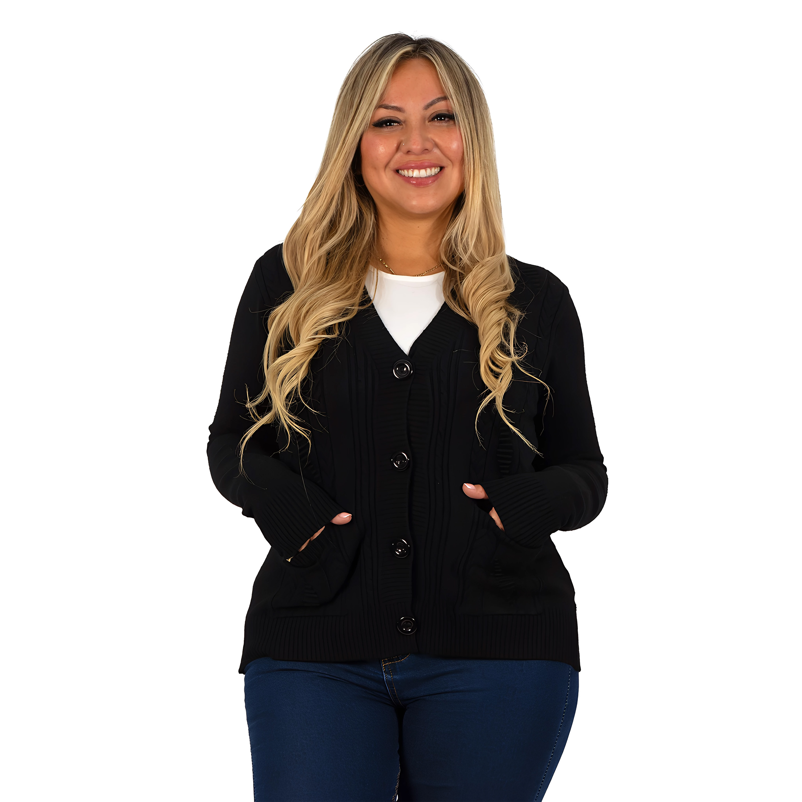 Cárdigan Mujer Bolsillos texturado colores 4