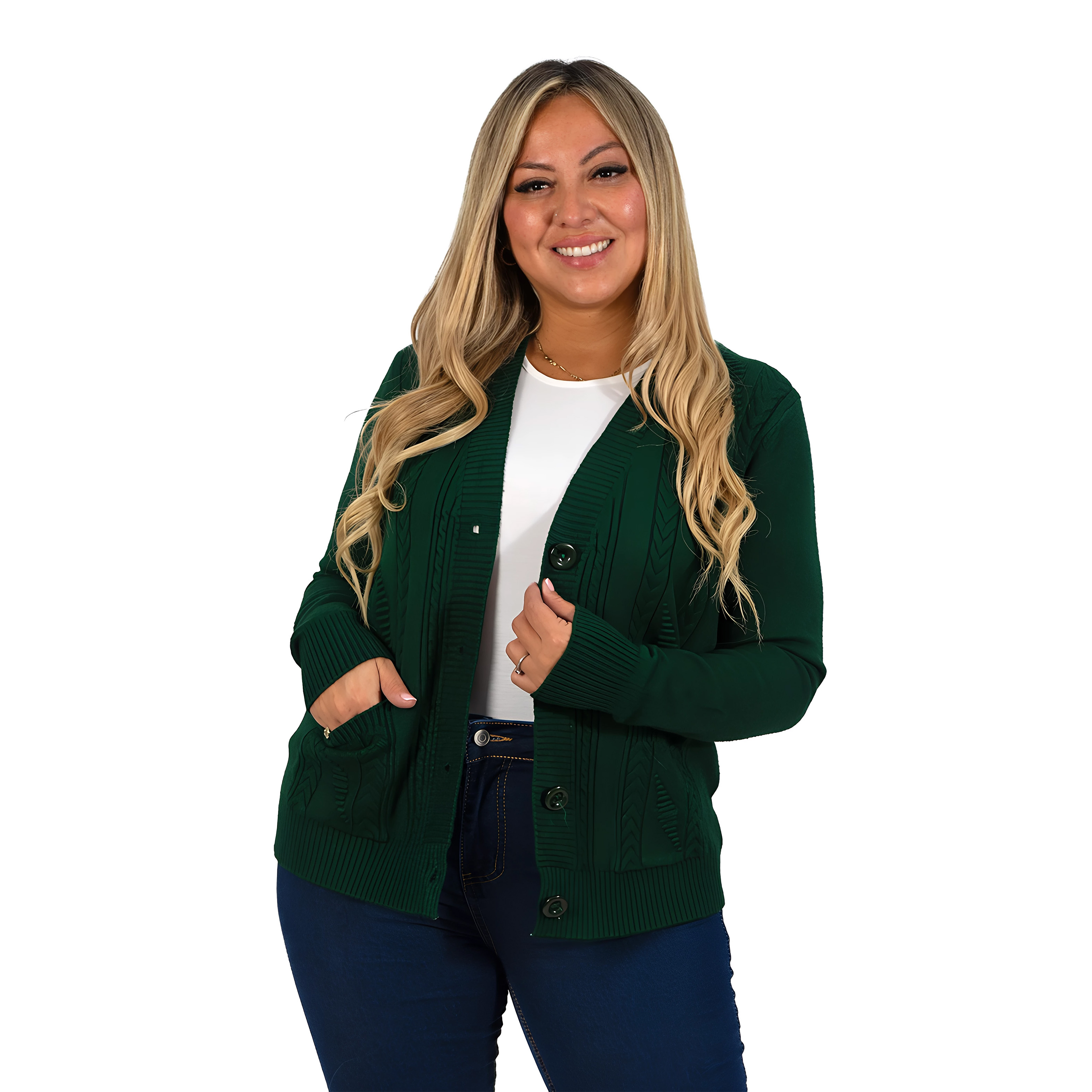 Cárdigan Mujer Bolsillos texturado colores 8