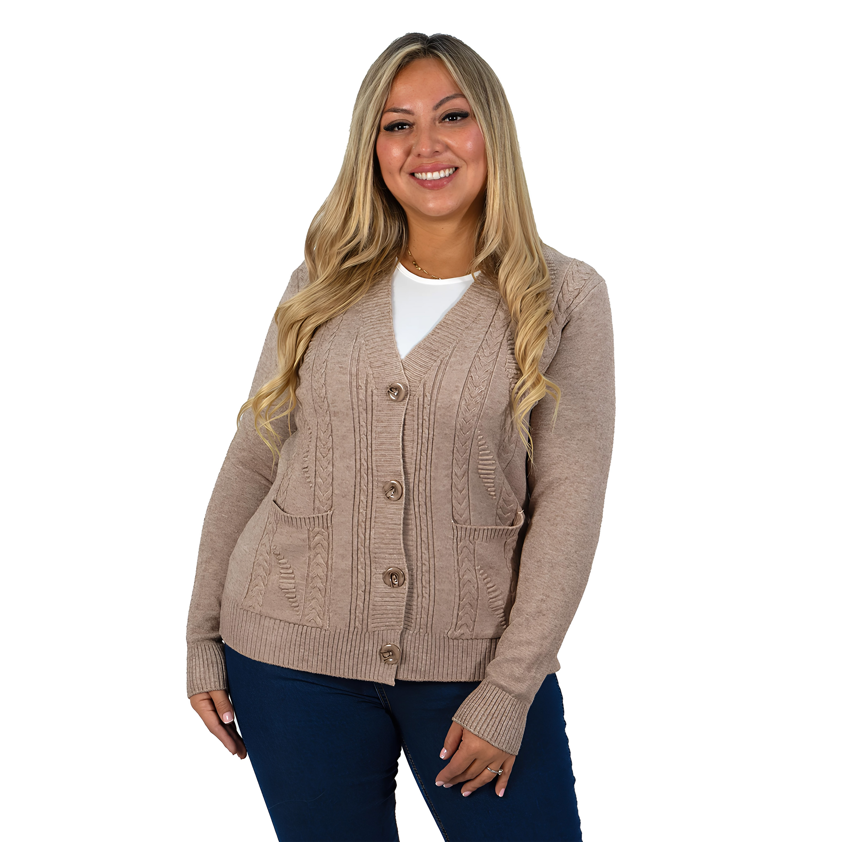 Cárdigan Mujer Bolsillos texturado colores 9