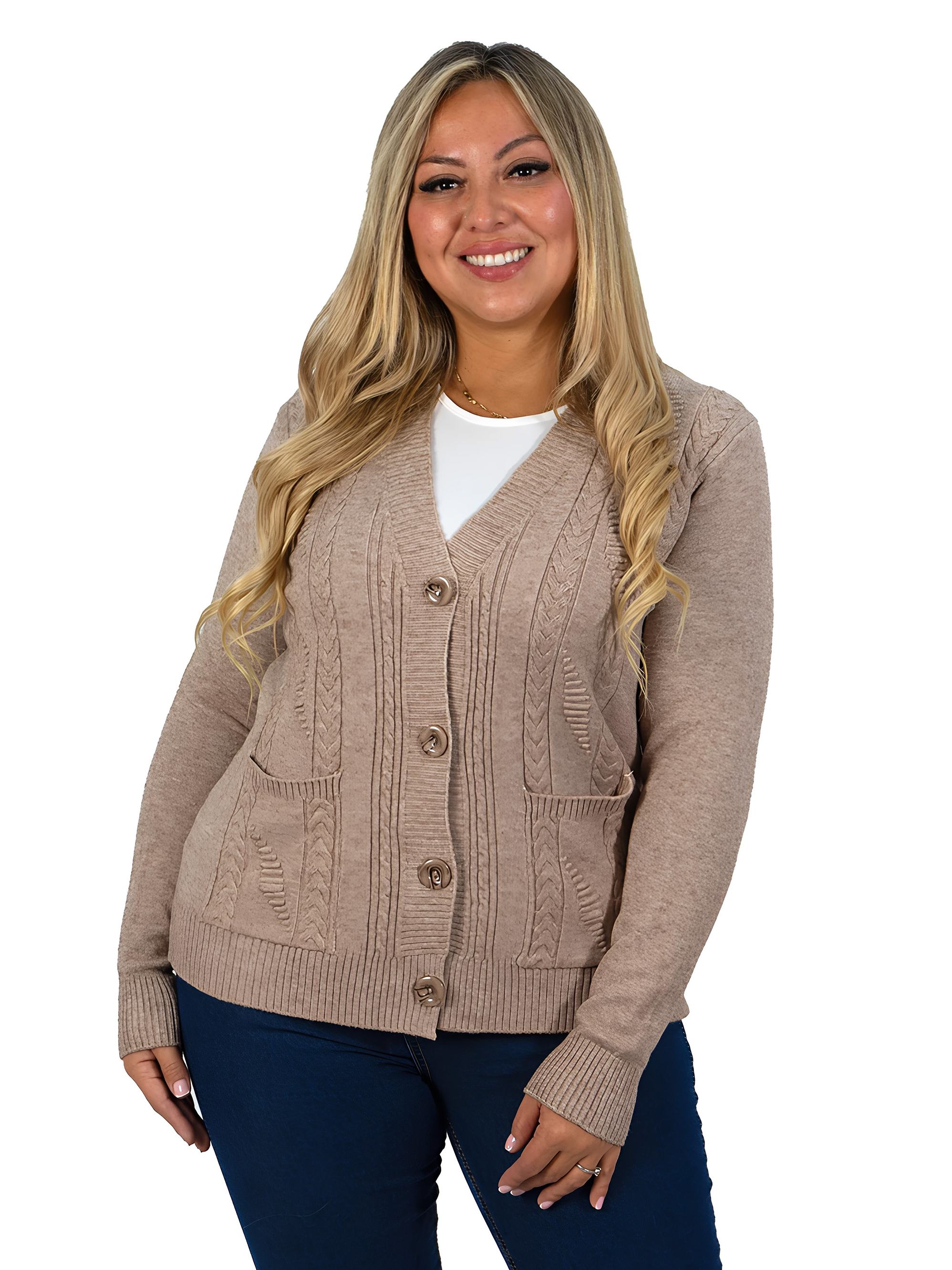 Cárdigan Mujer Bolsillos texturado colores 9