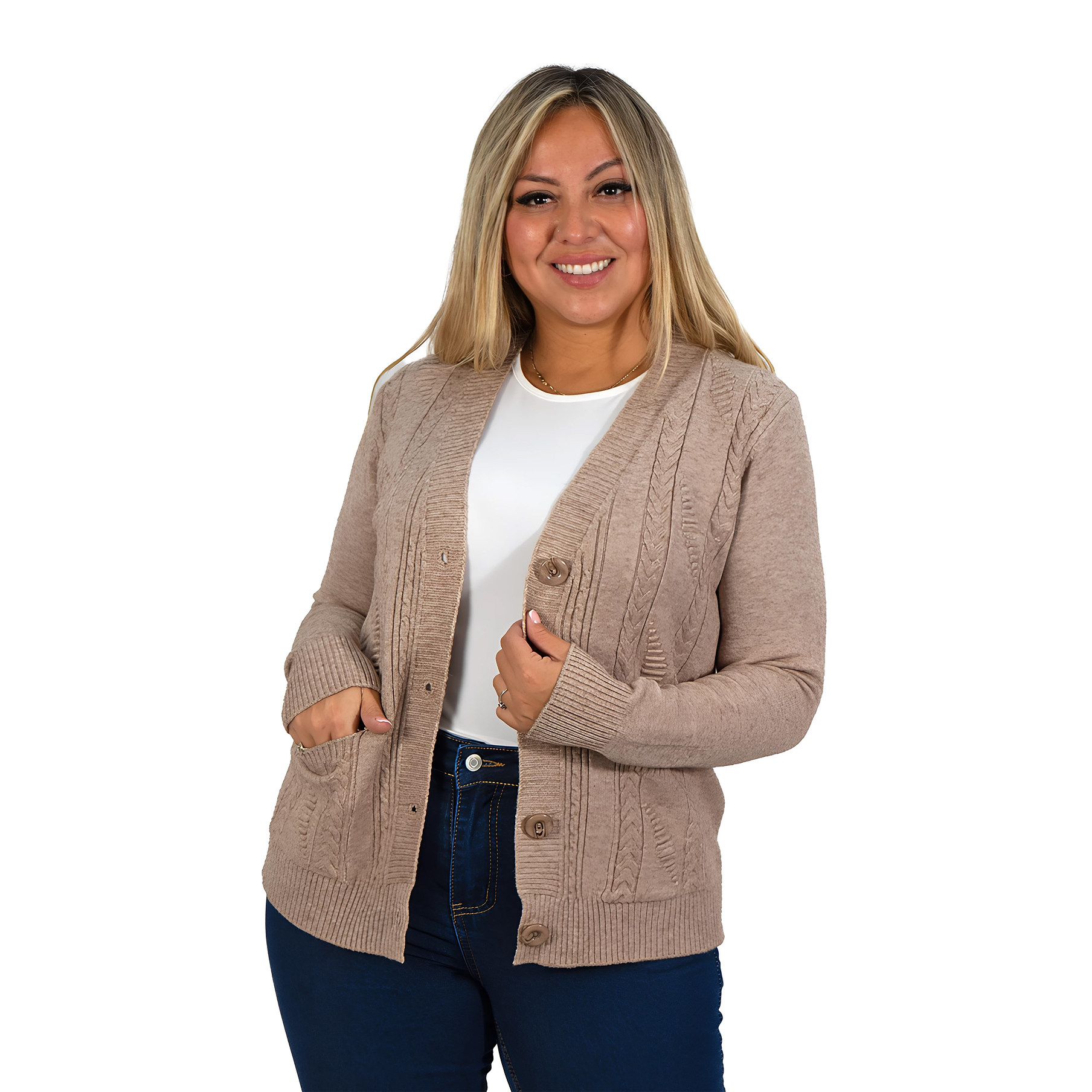 Cárdigan Mujer Bolsillos texturado colores 11