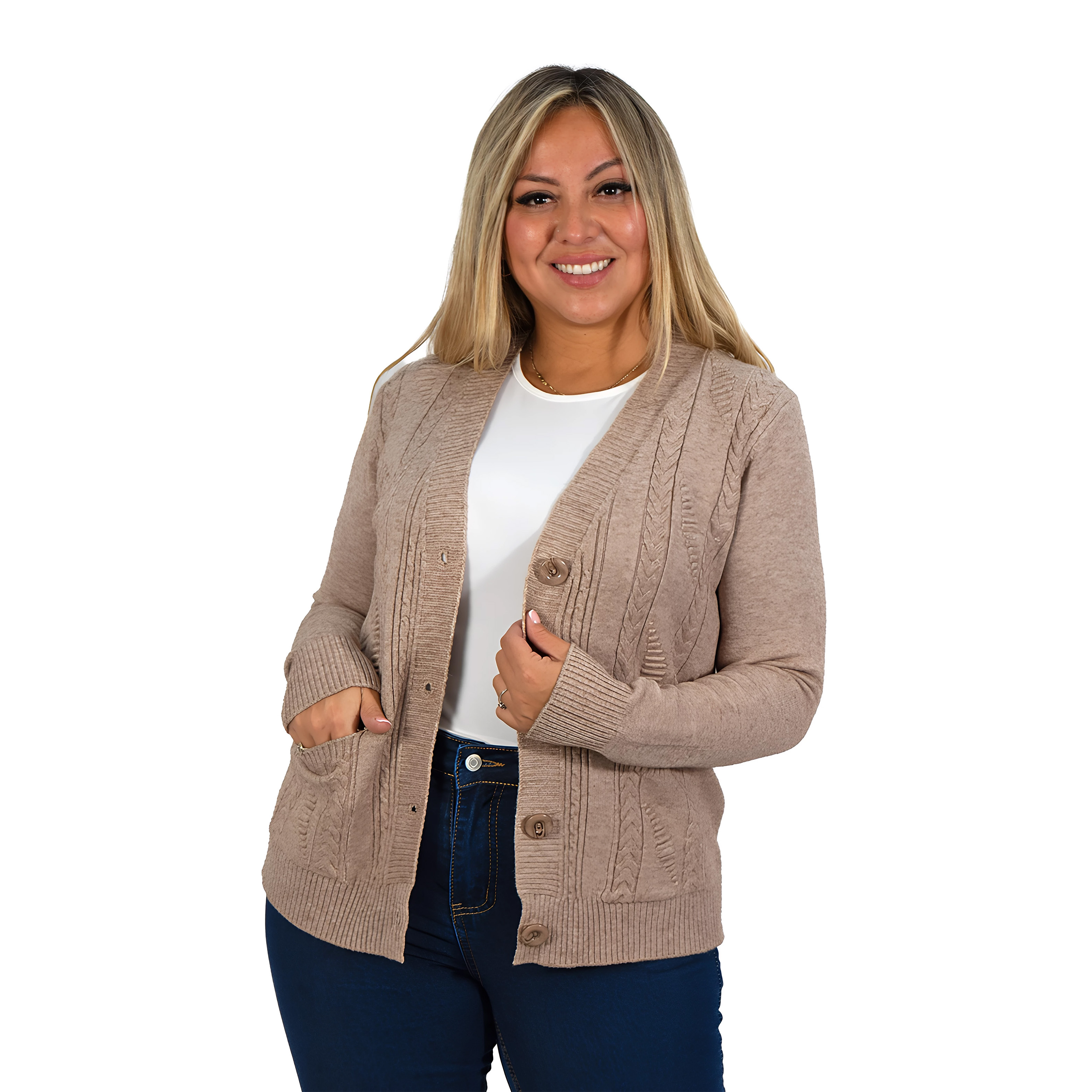 Cárdigan Mujer Bolsillos texturado colores 11