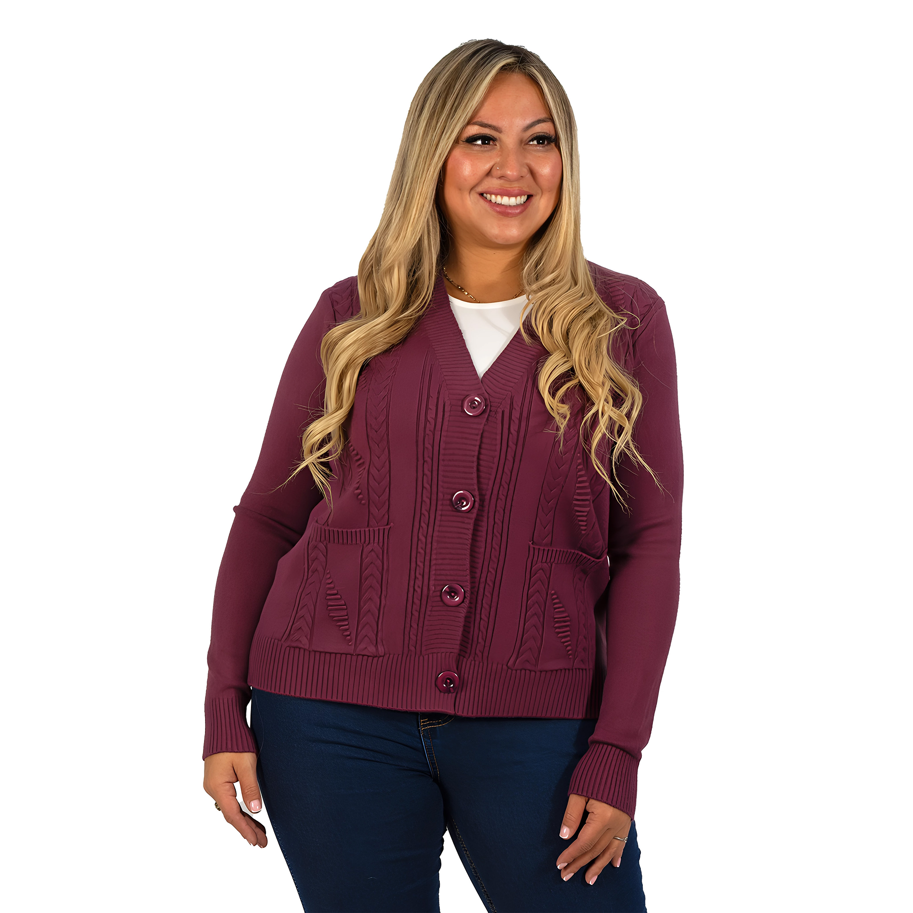 Cárdigan Mujer Bolsillos texturado colores 12