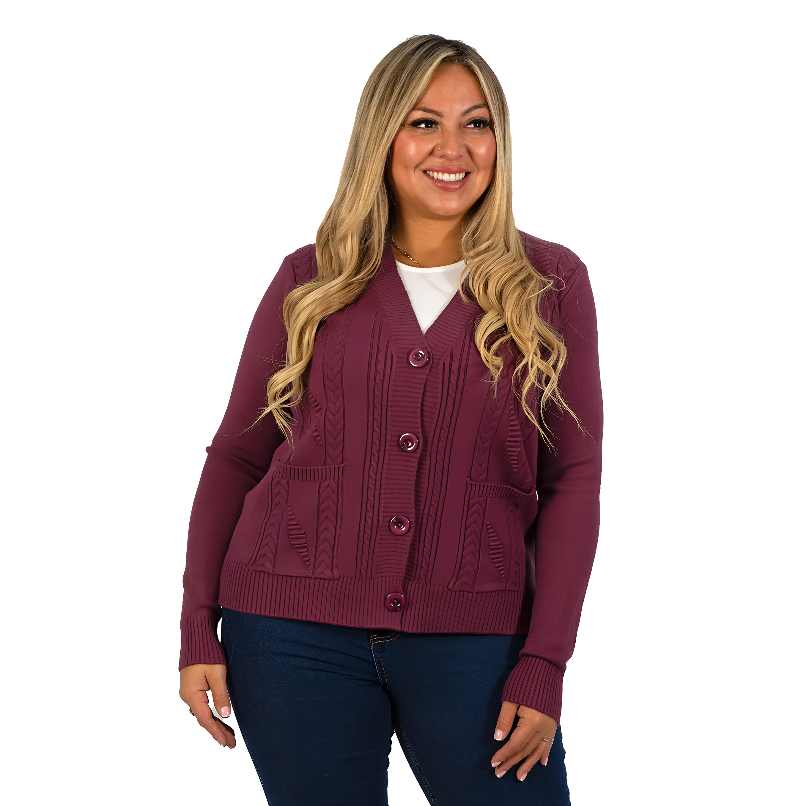 Cárdigan Mujer Bolsillos texturado colores 12