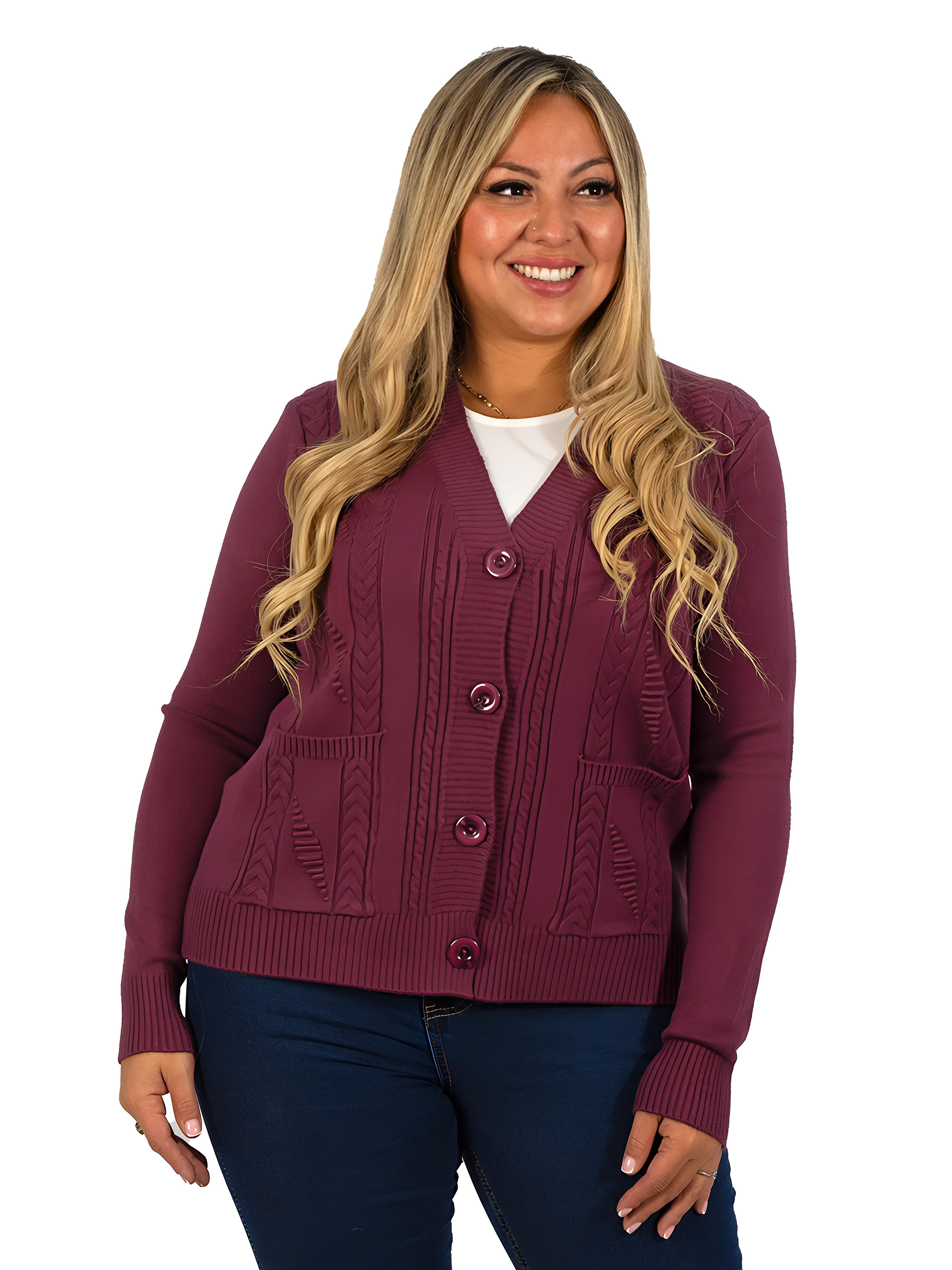 Cárdigan Mujer Bolsillos texturado colores 12