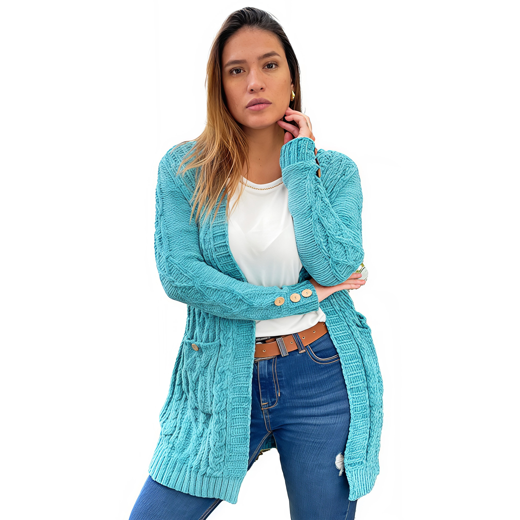 Cárdigan chenille Botones colores. 4