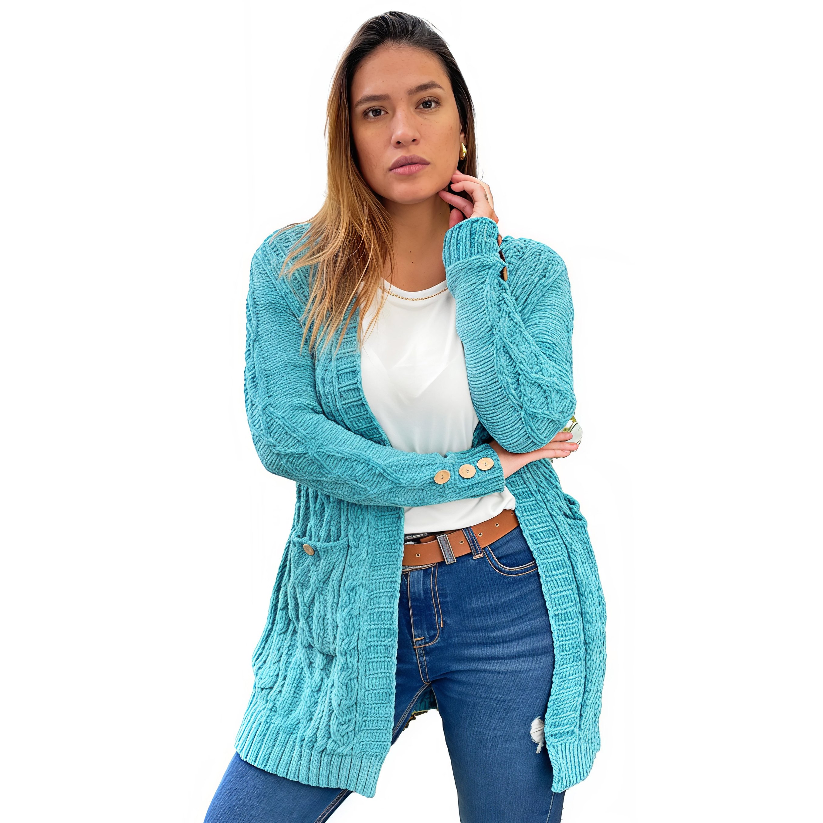 Cárdigan chenille Botones colores. 4