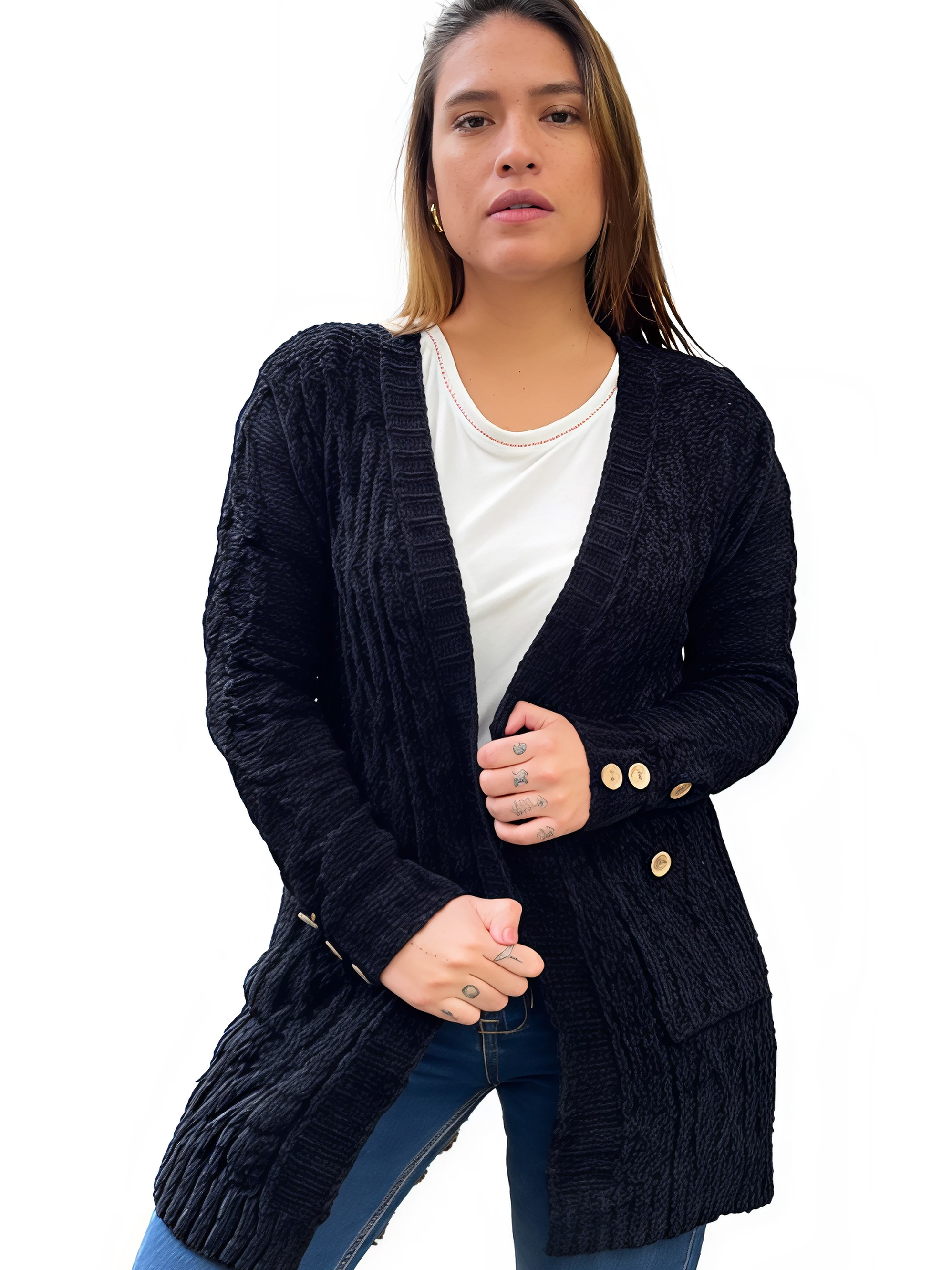 Cárdigan chenille Botones colores. 2