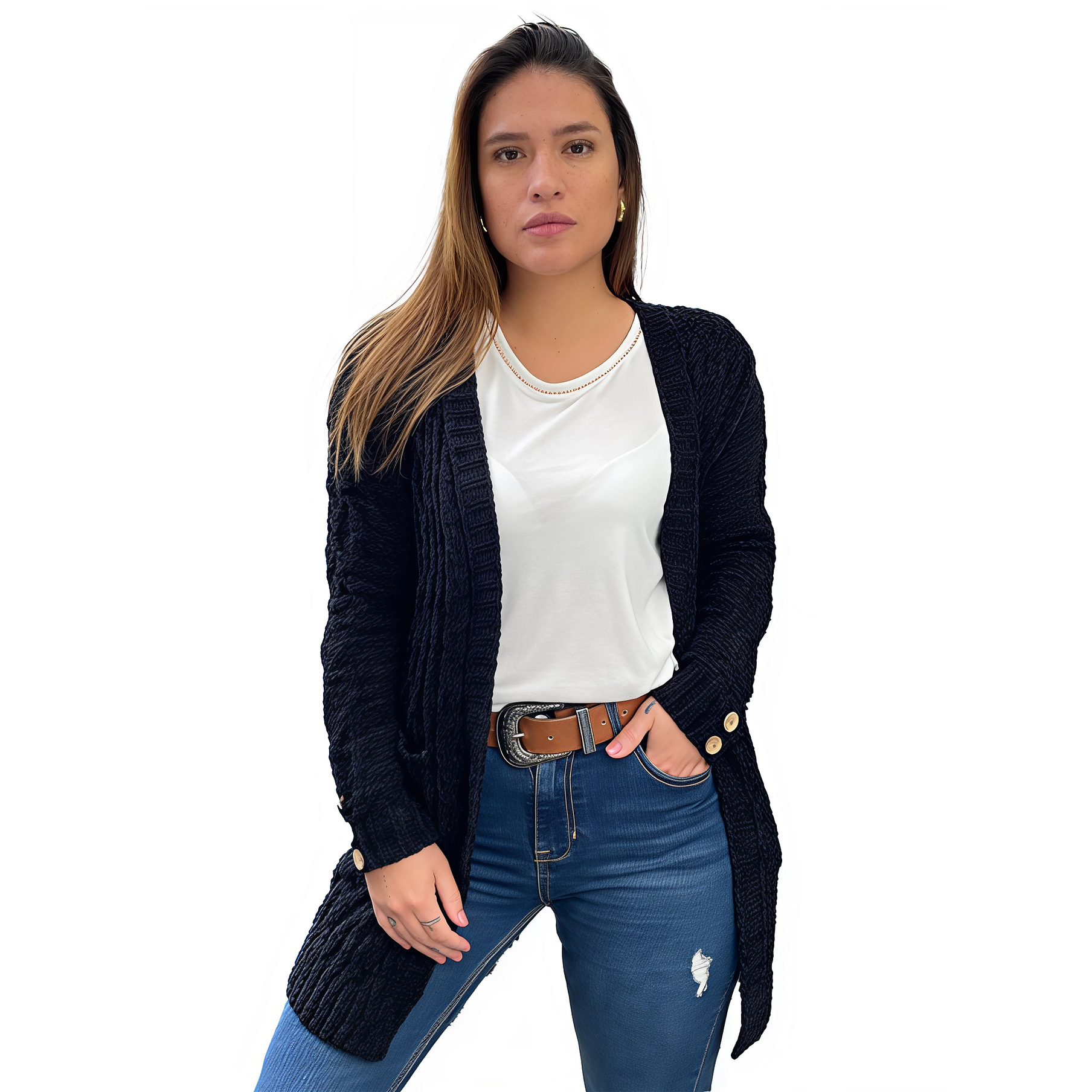 Cárdigan chenille Botones colores. 1