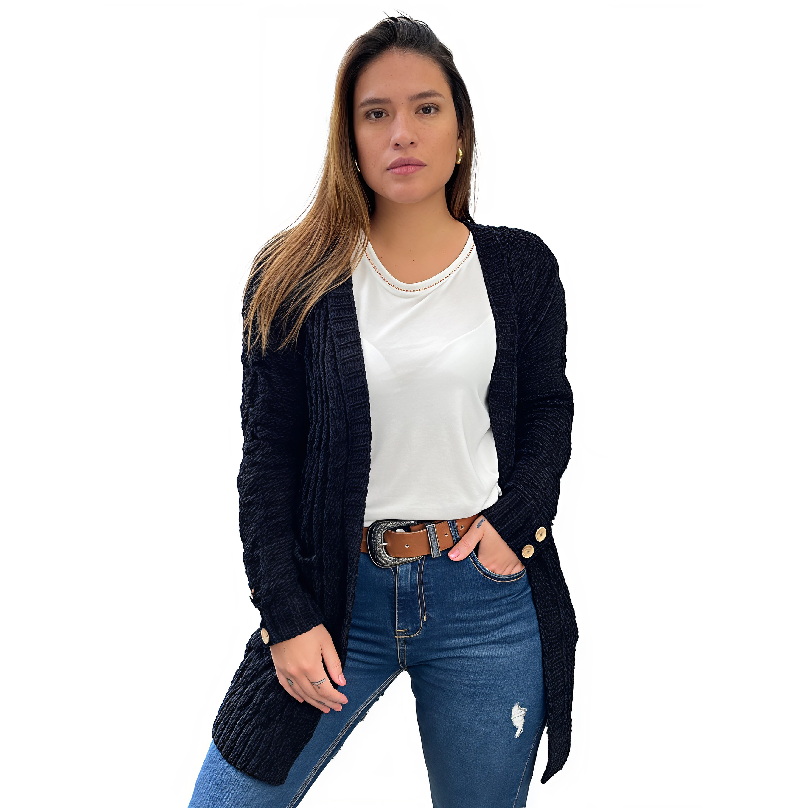 Cárdigan chenille Botones colores. 1