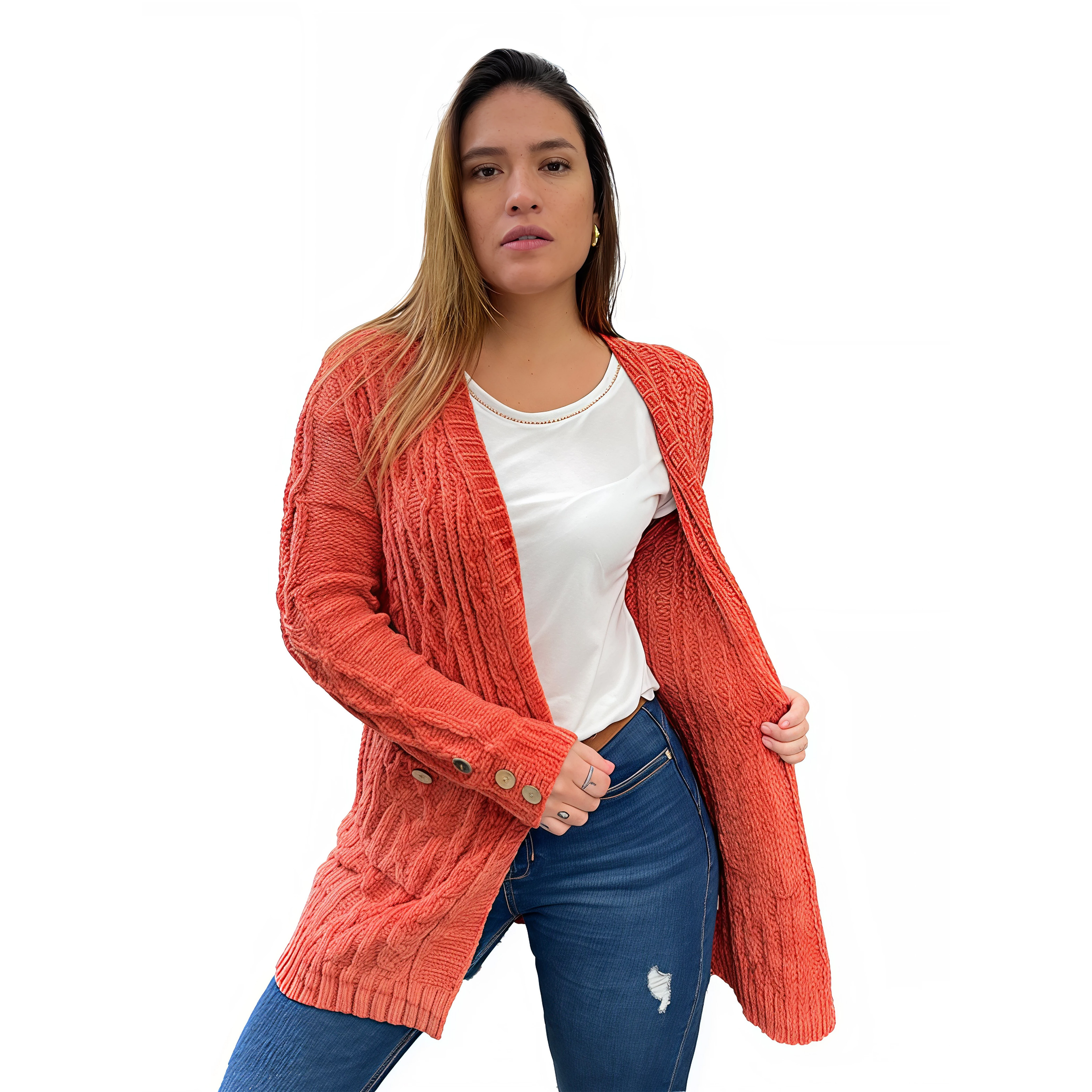 Cárdigan chenille Botones colores. 7