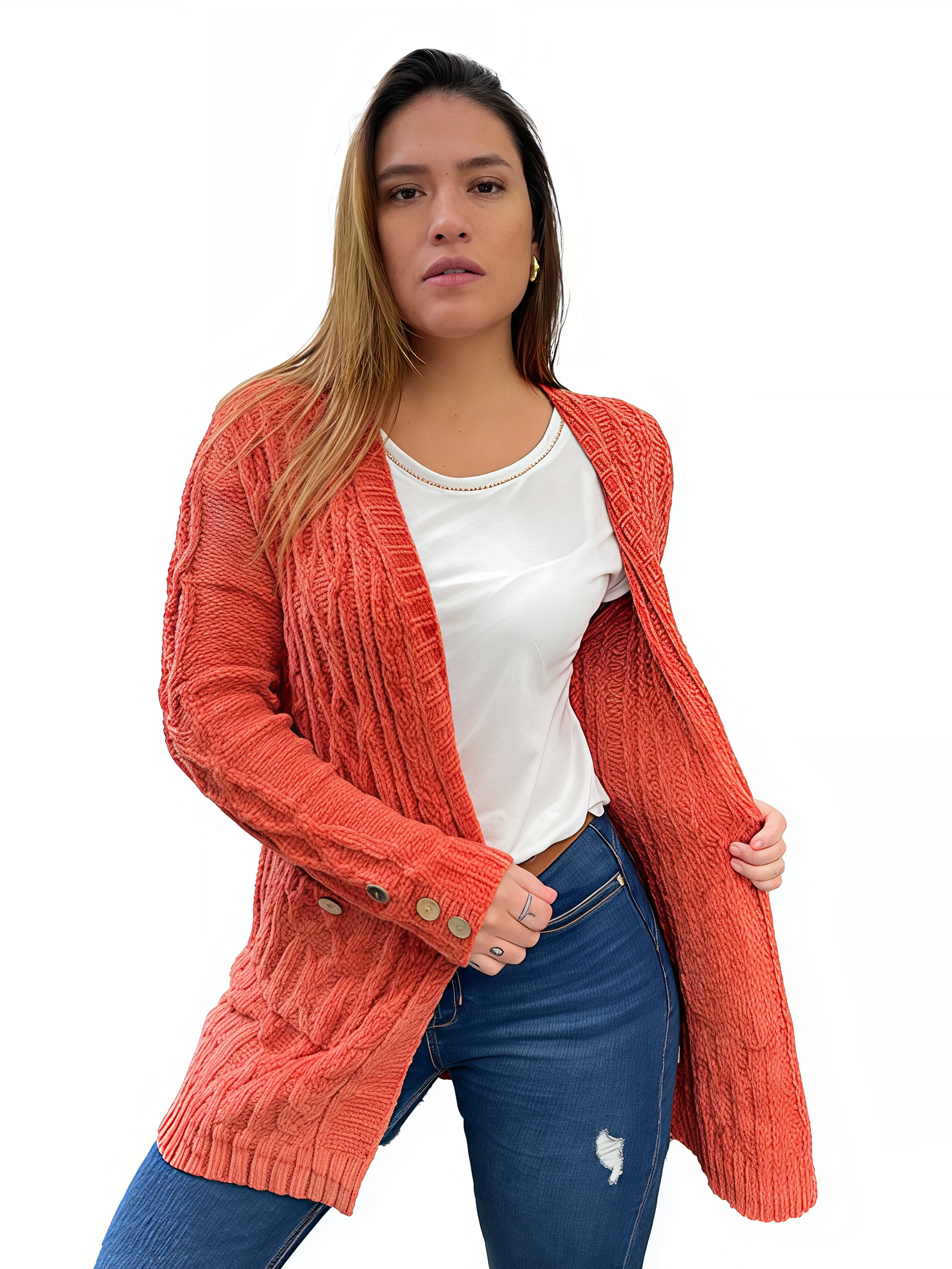 Cárdigan chenille Botones colores. 7