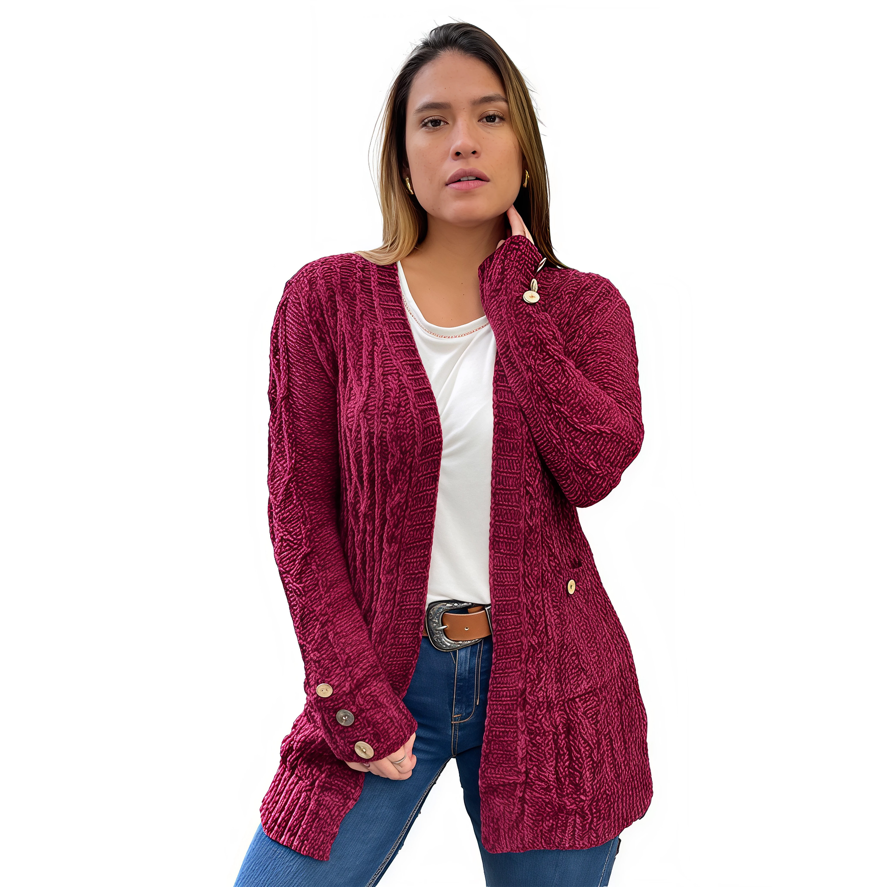 Cárdigan chenille Botones colores. 8