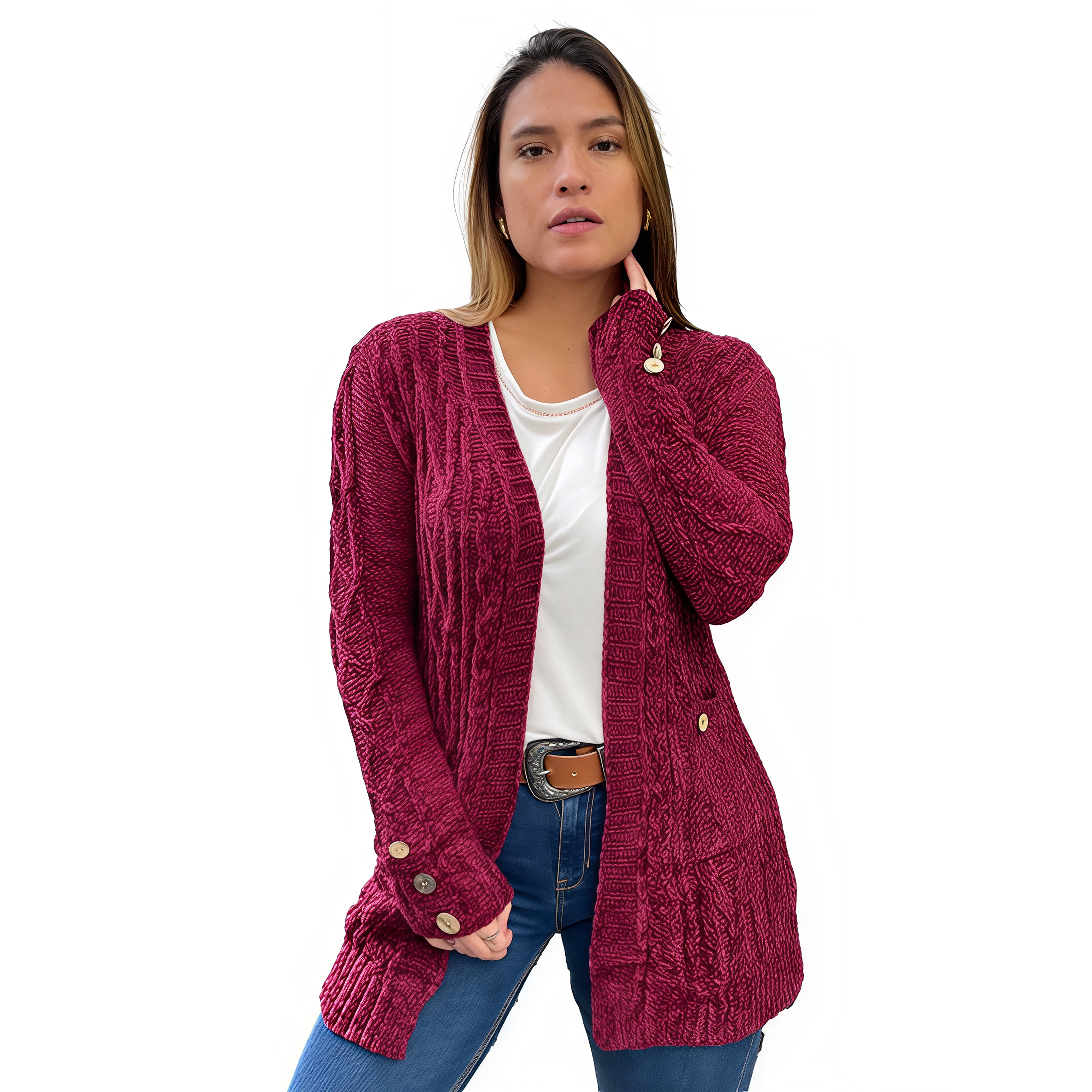 Cárdigan chenille Botones colores. 8