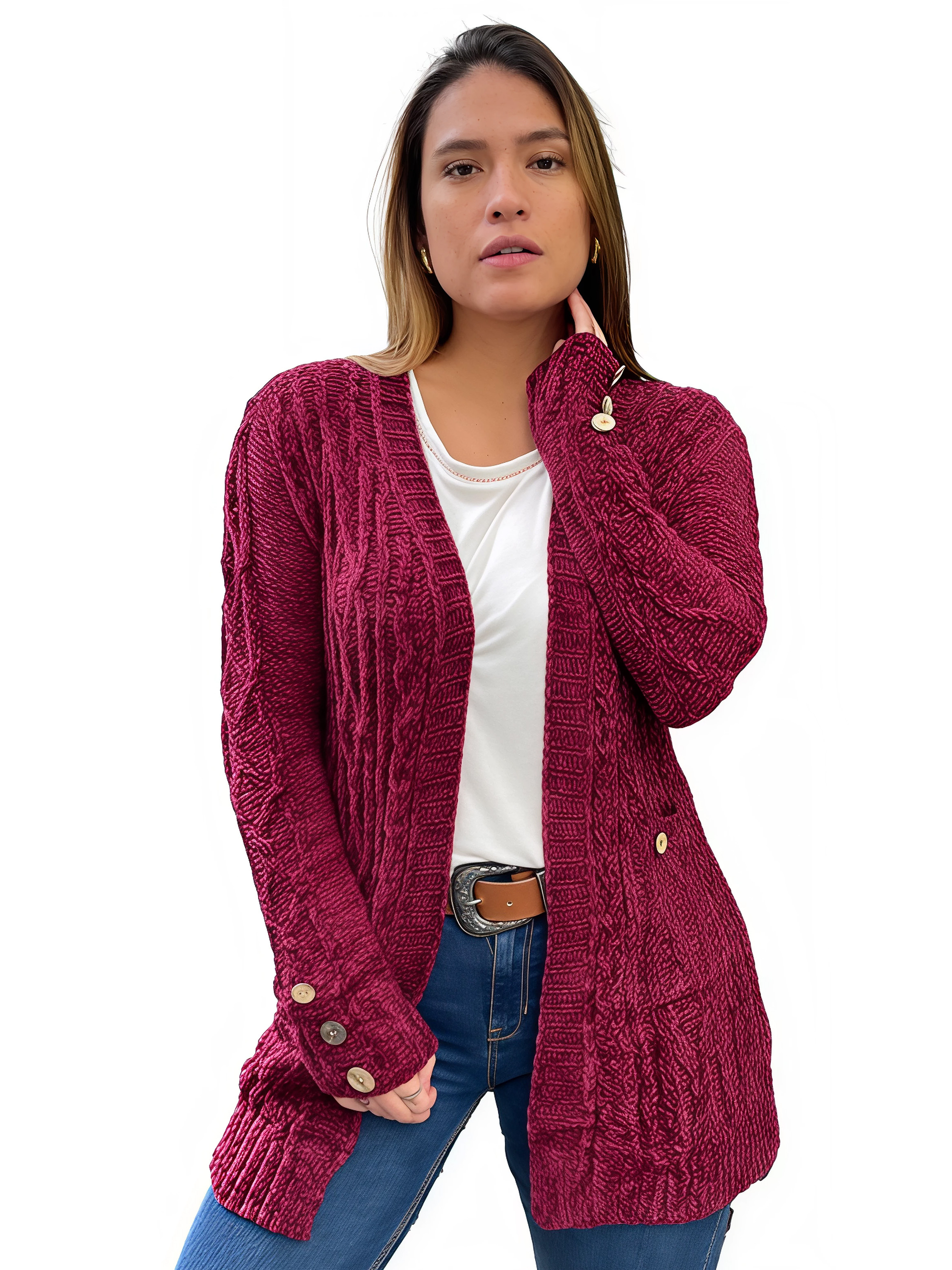 Cárdigan chenille Botones colores. 8