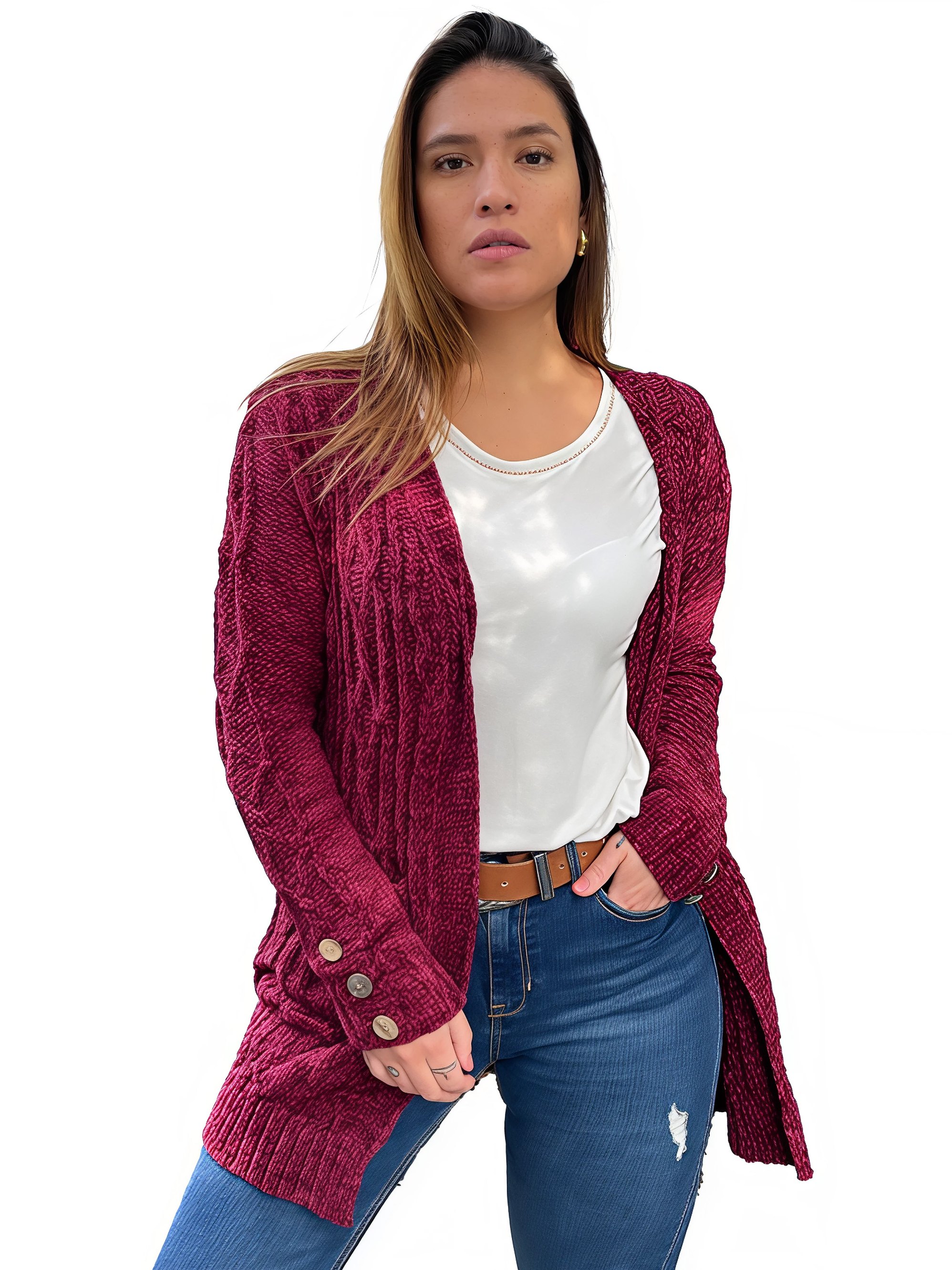 Cárdigan chenille Botones colores. 9