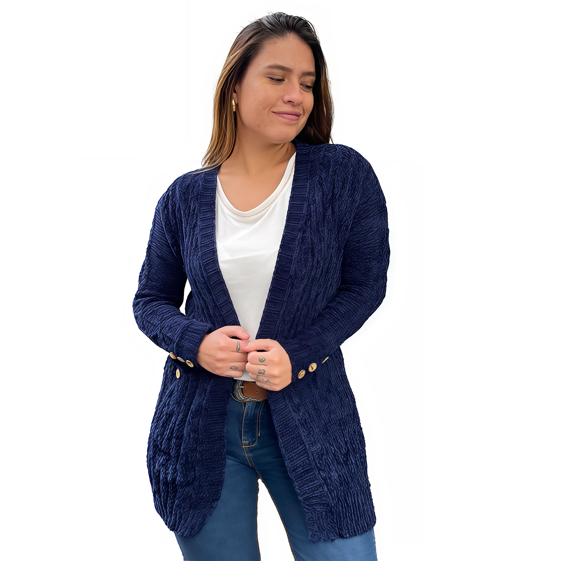 Cárdigan chenille Botones colores. 14