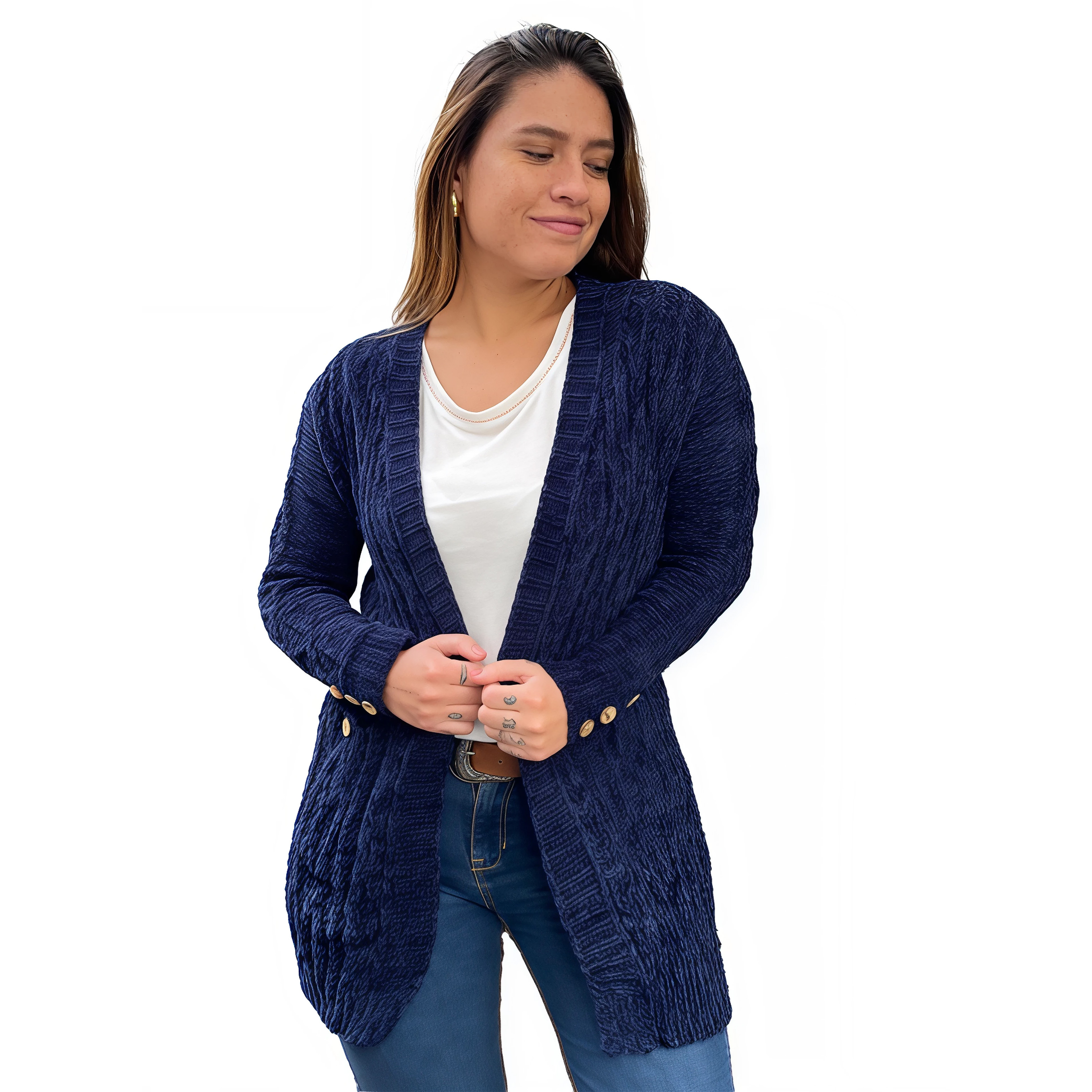 Cárdigan chenille Botones colores. 14