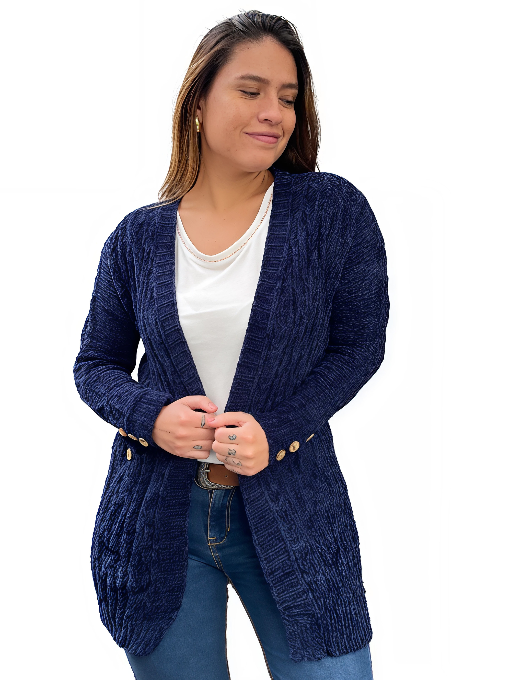 Cárdigan chenille Botones colores. 14