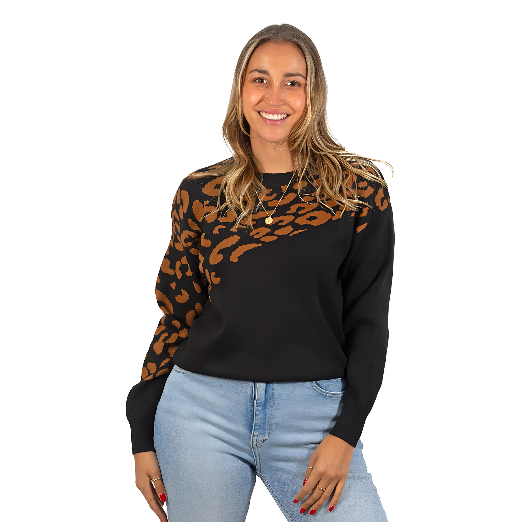 Sweater Pullover Mujer Animal Print Bicolor 4