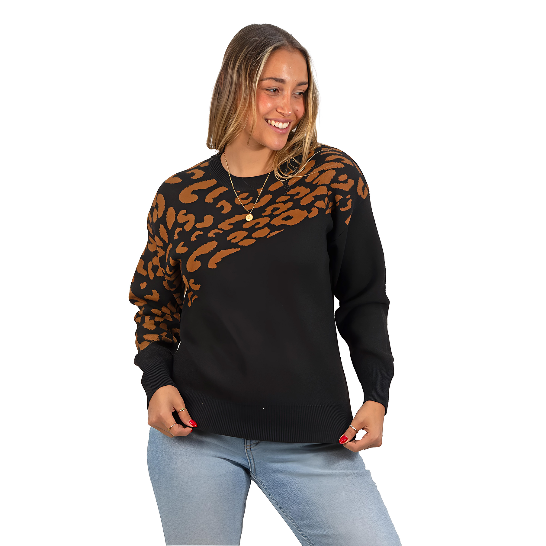 Sweater Pullover Mujer Animal Print Bicolor 6