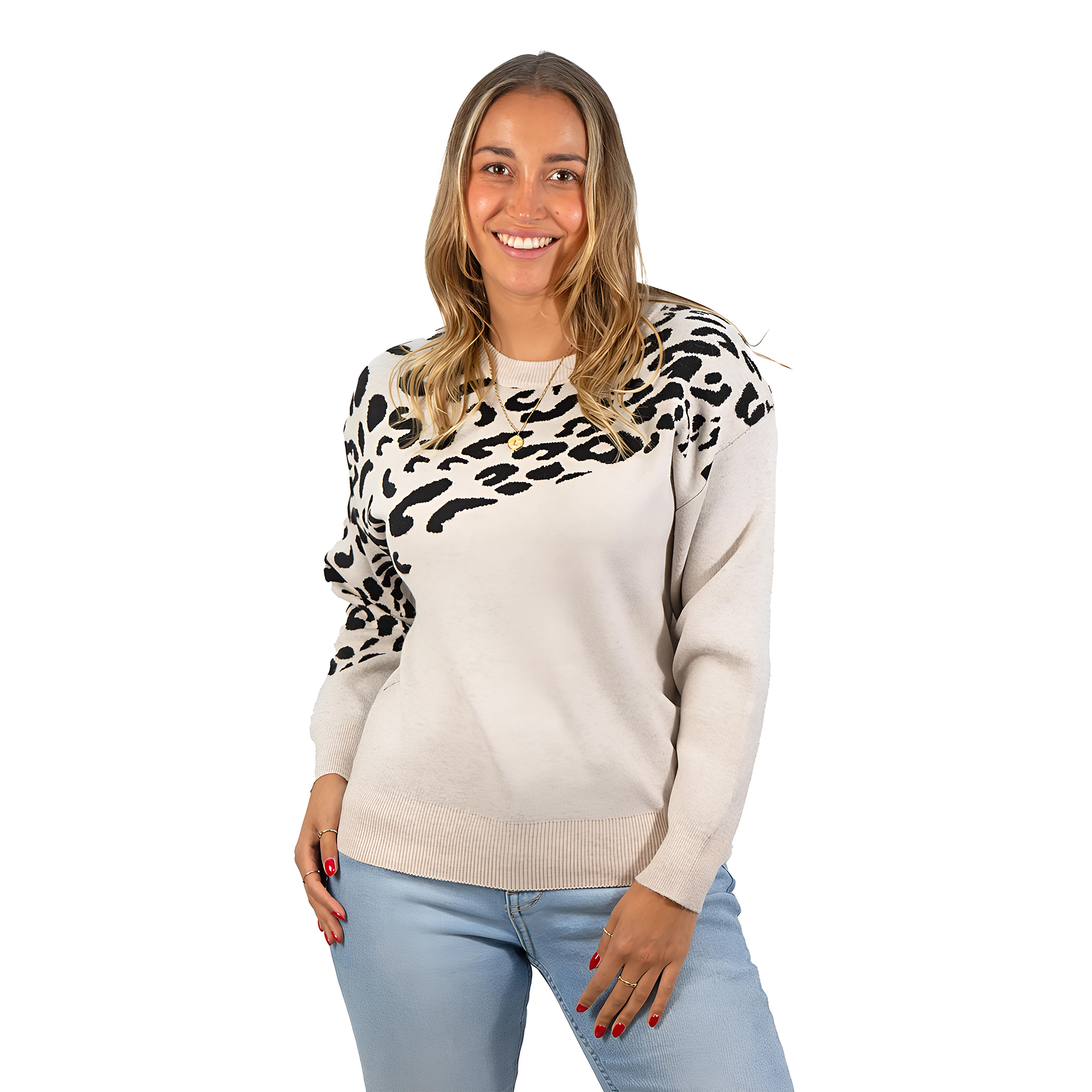 Sweater Pullover Mujer Animal Print Bicolor 8
