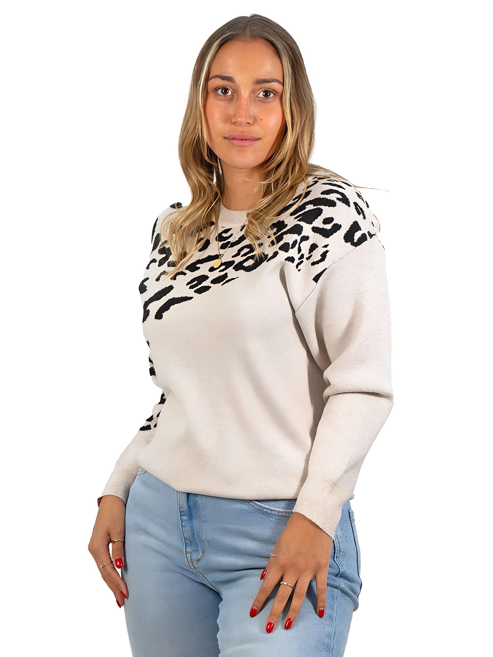 Sweater Pullover Mujer Animal Print Bicolor 9