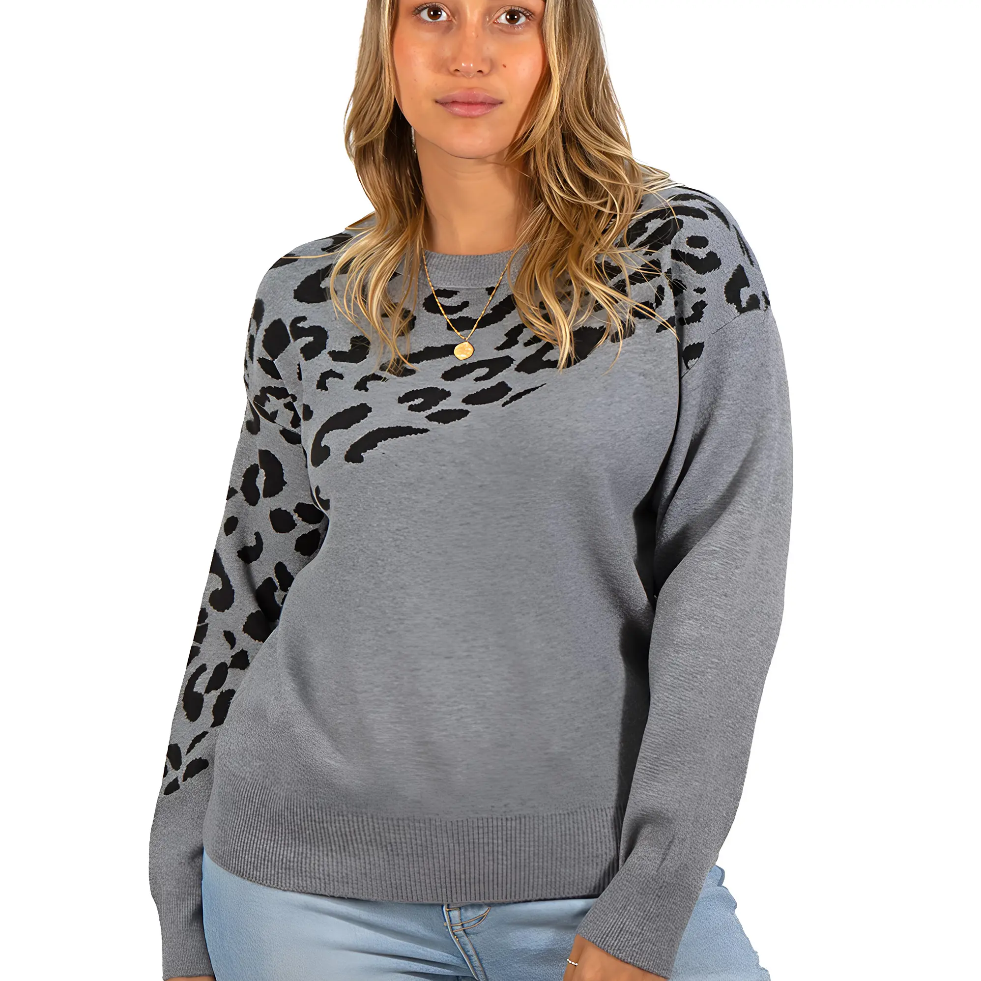 Sweater Pullover Mujer Animal Print Bicolor 10