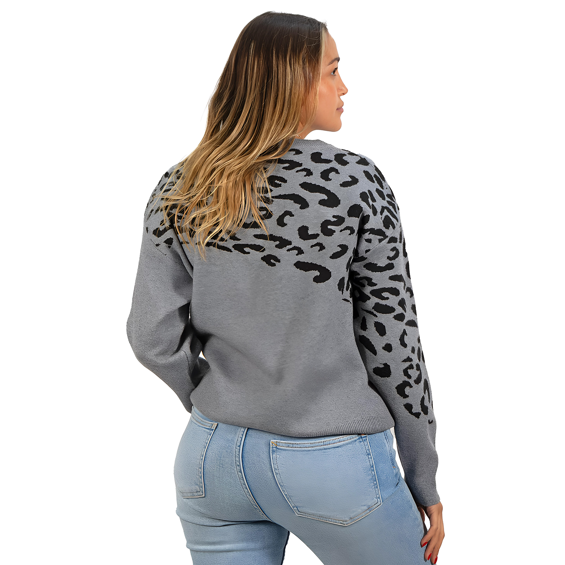 Sweater Pullover Mujer Animal Print Bicolor 12