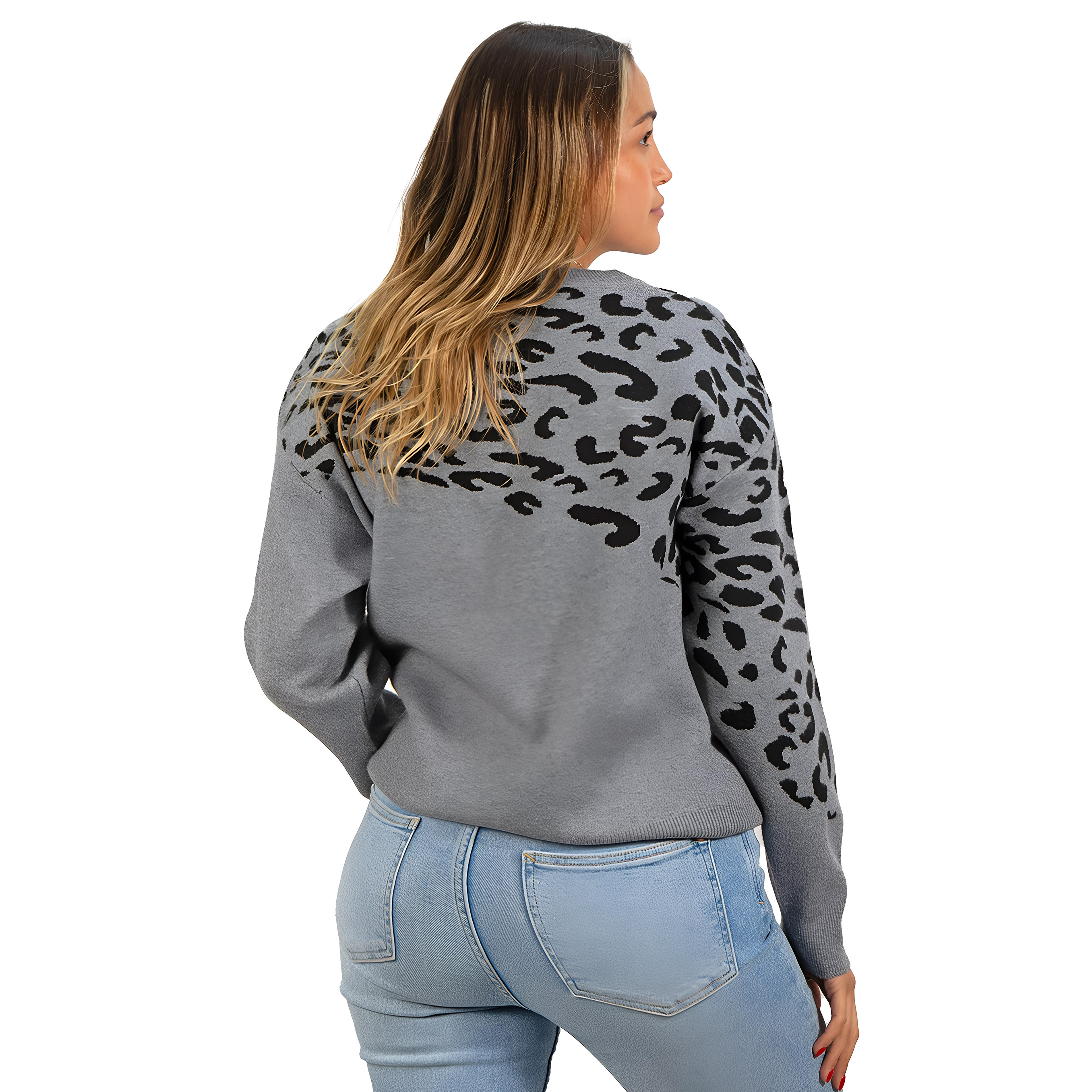 Sweater Pullover Mujer Animal Print Bicolor 12