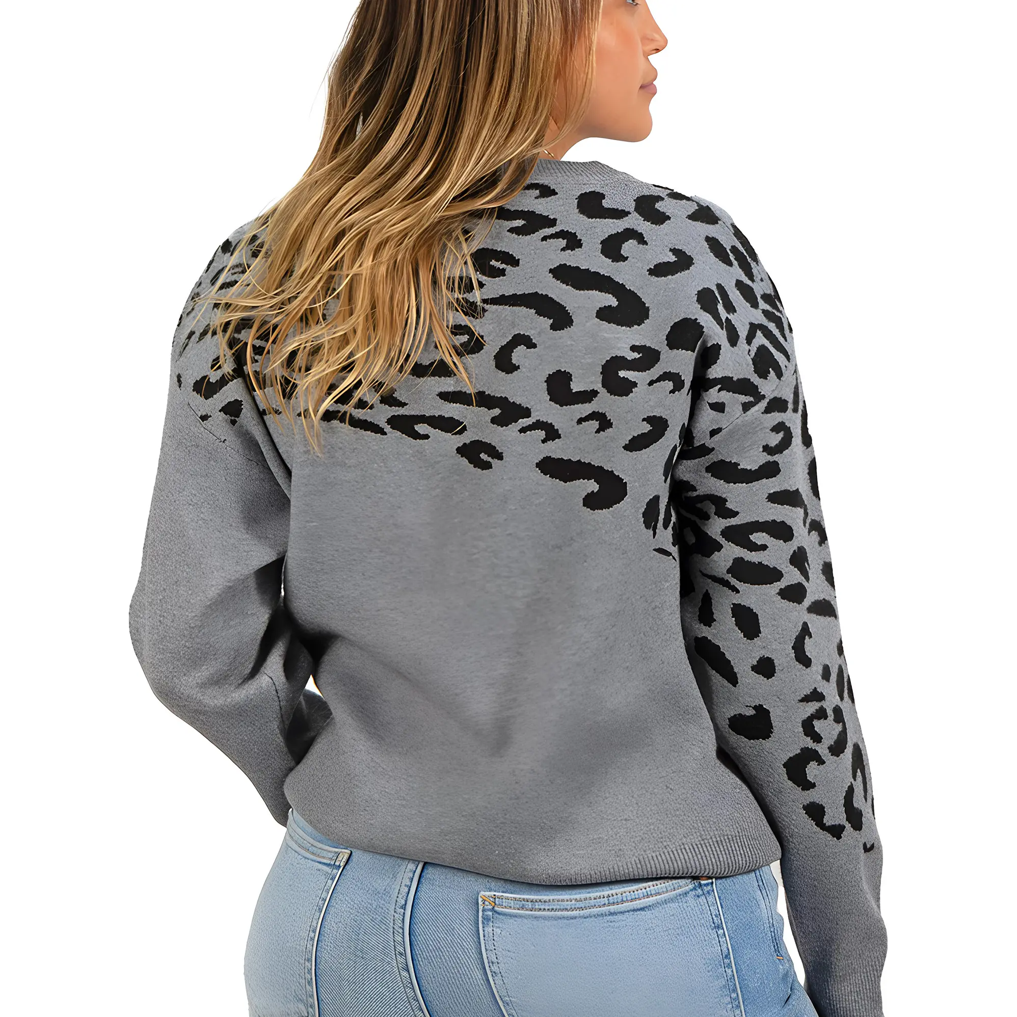 Sweater Pullover Mujer Animal Print Bicolor 12