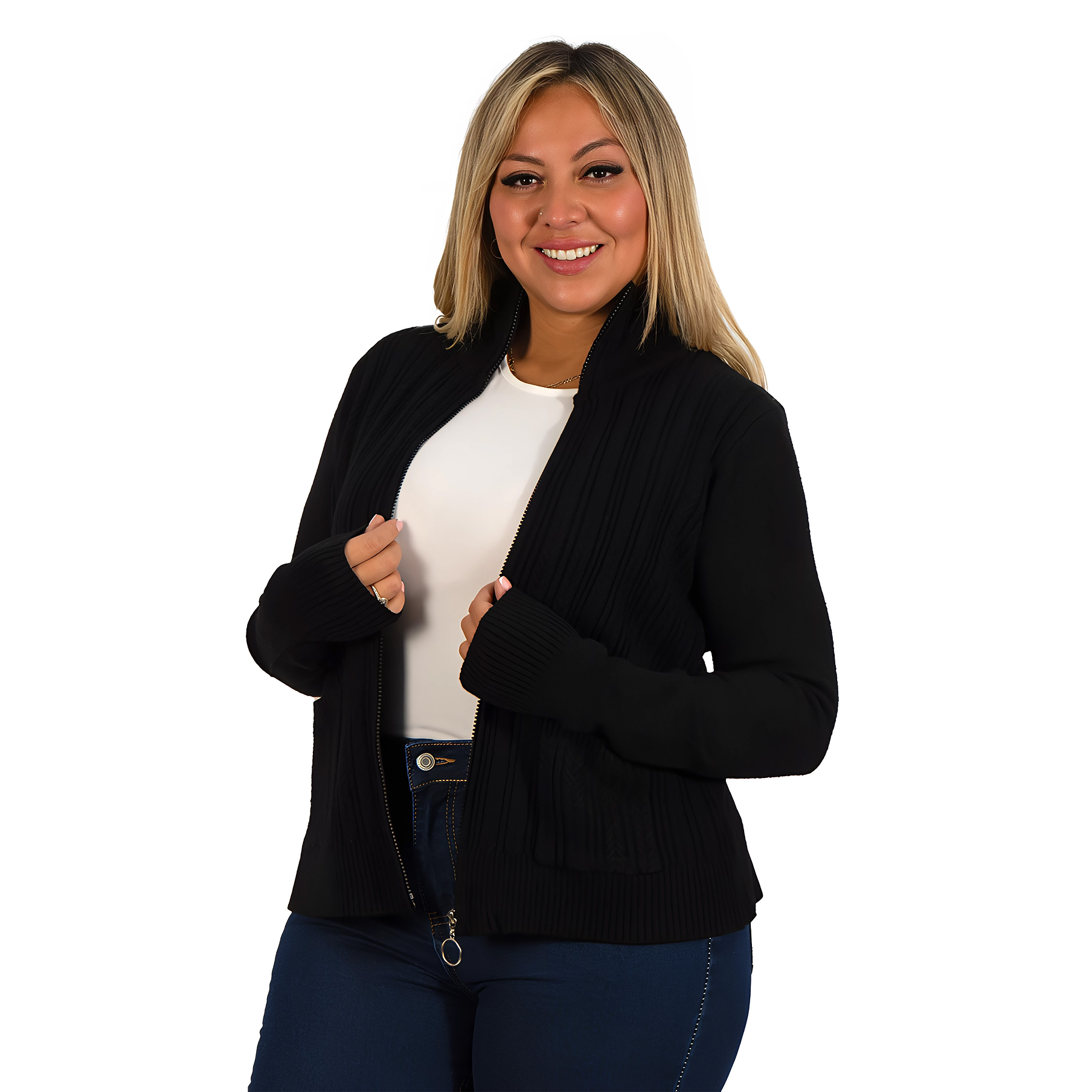 Cárdigan Mujer Bolsillos cierre texturado colores 2