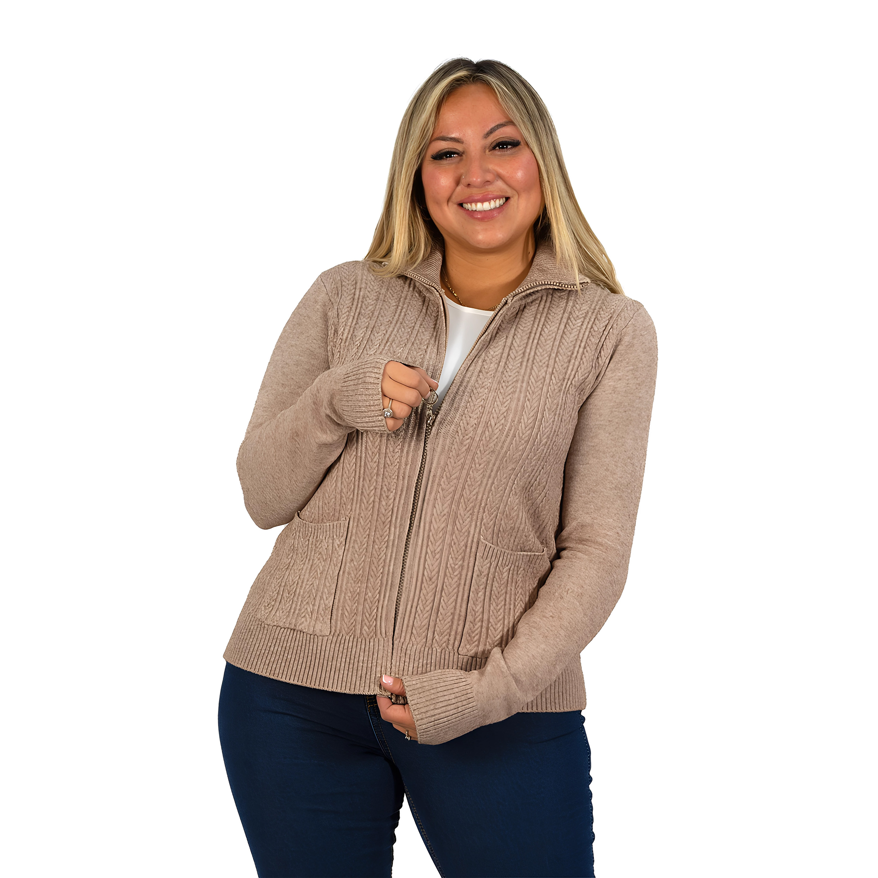 Cárdigan Mujer Bolsillos cierre texturado colores 6