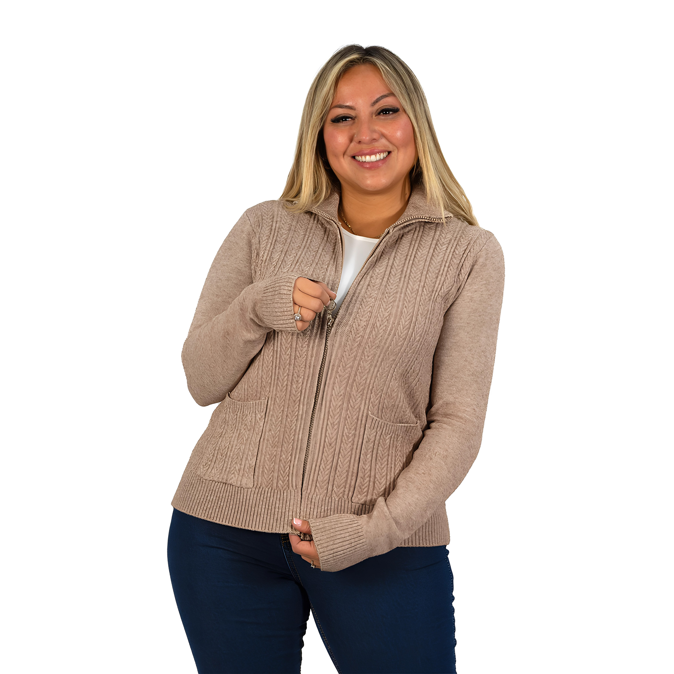 Cárdigan Mujer Bolsillos cierre texturado colores 6