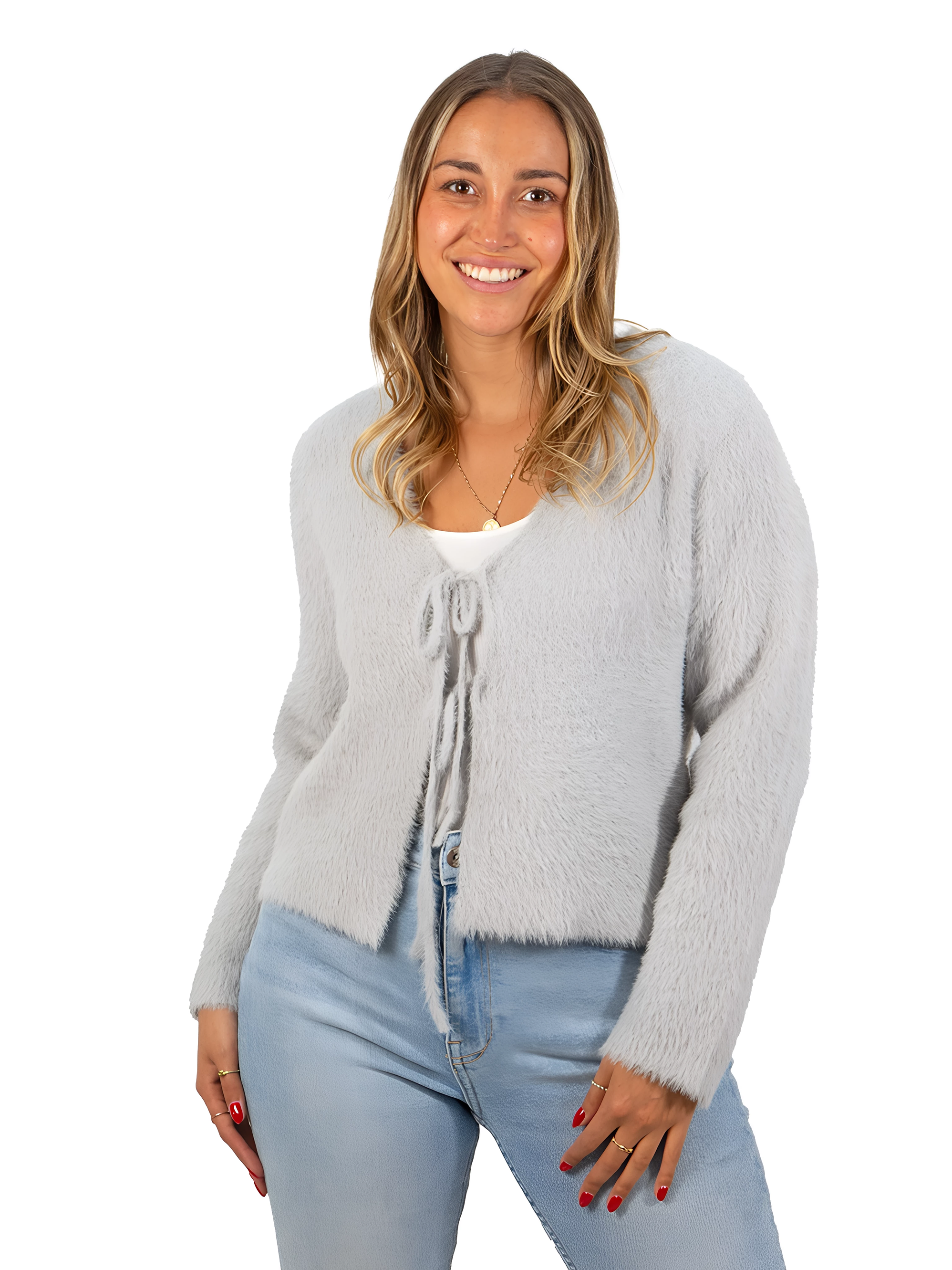 Chaleco mujer peludo nudos colores 6