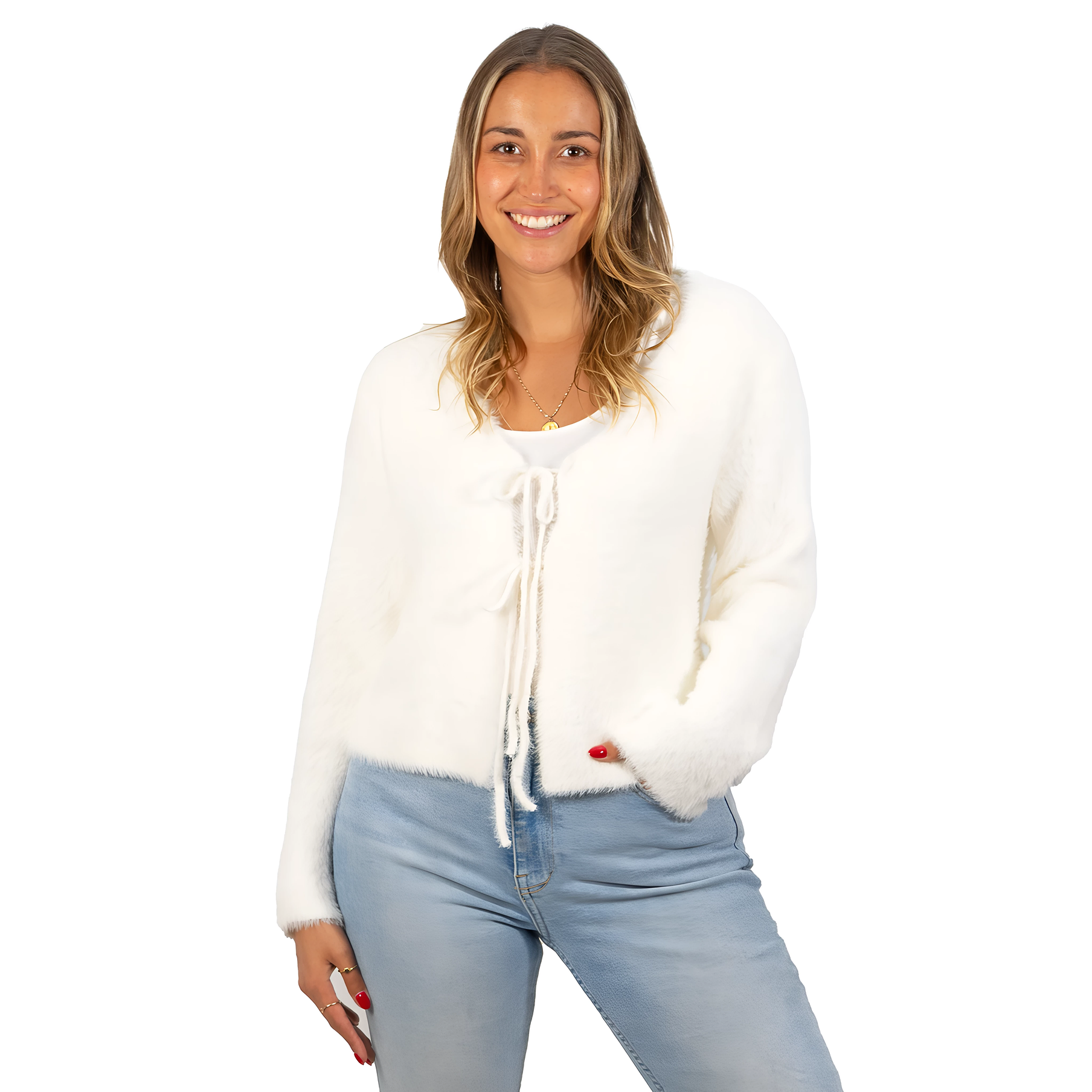 Chaleco mujer peludo nudos colores 7