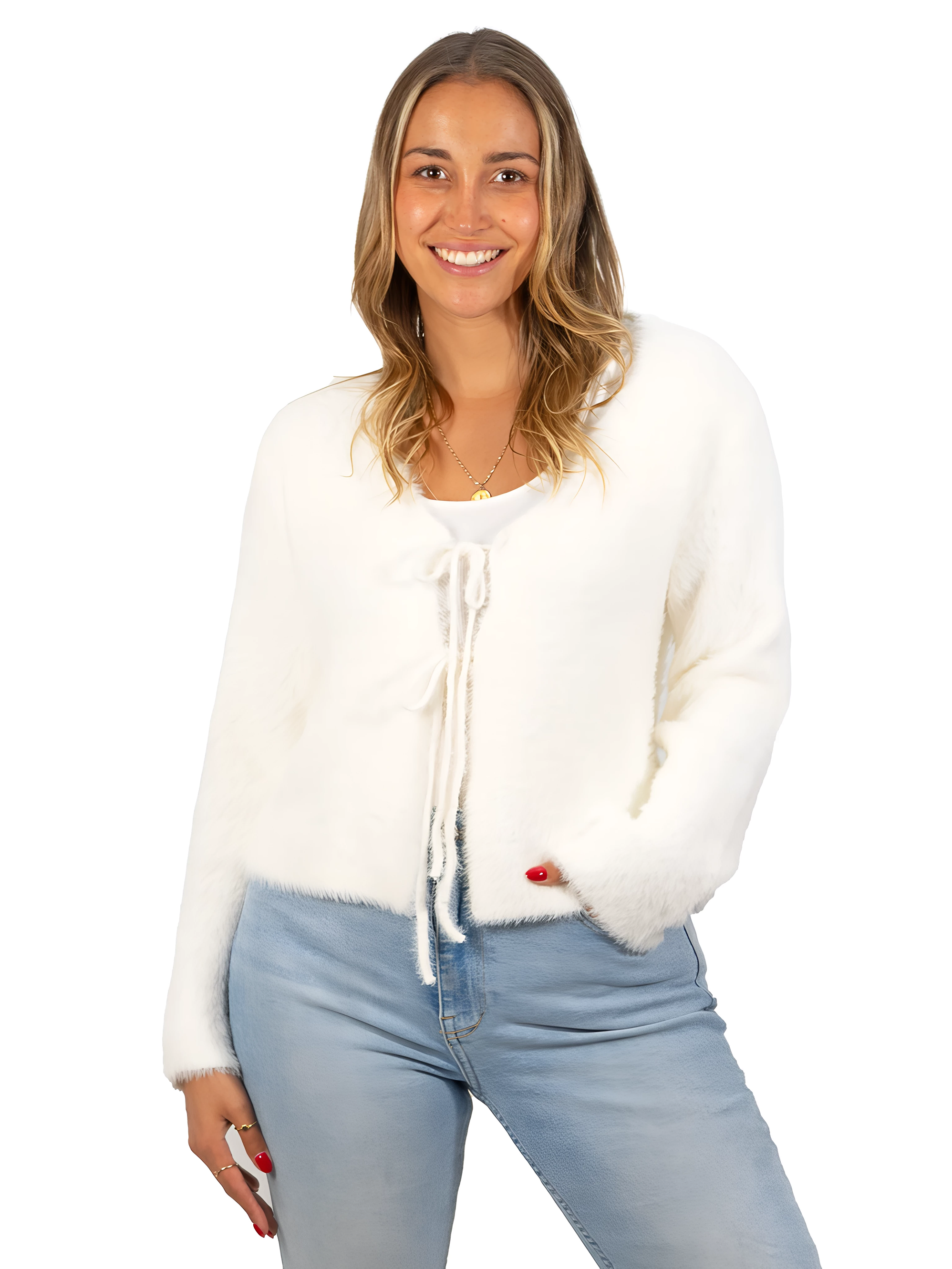 Chaleco mujer peludo nudos colores 7