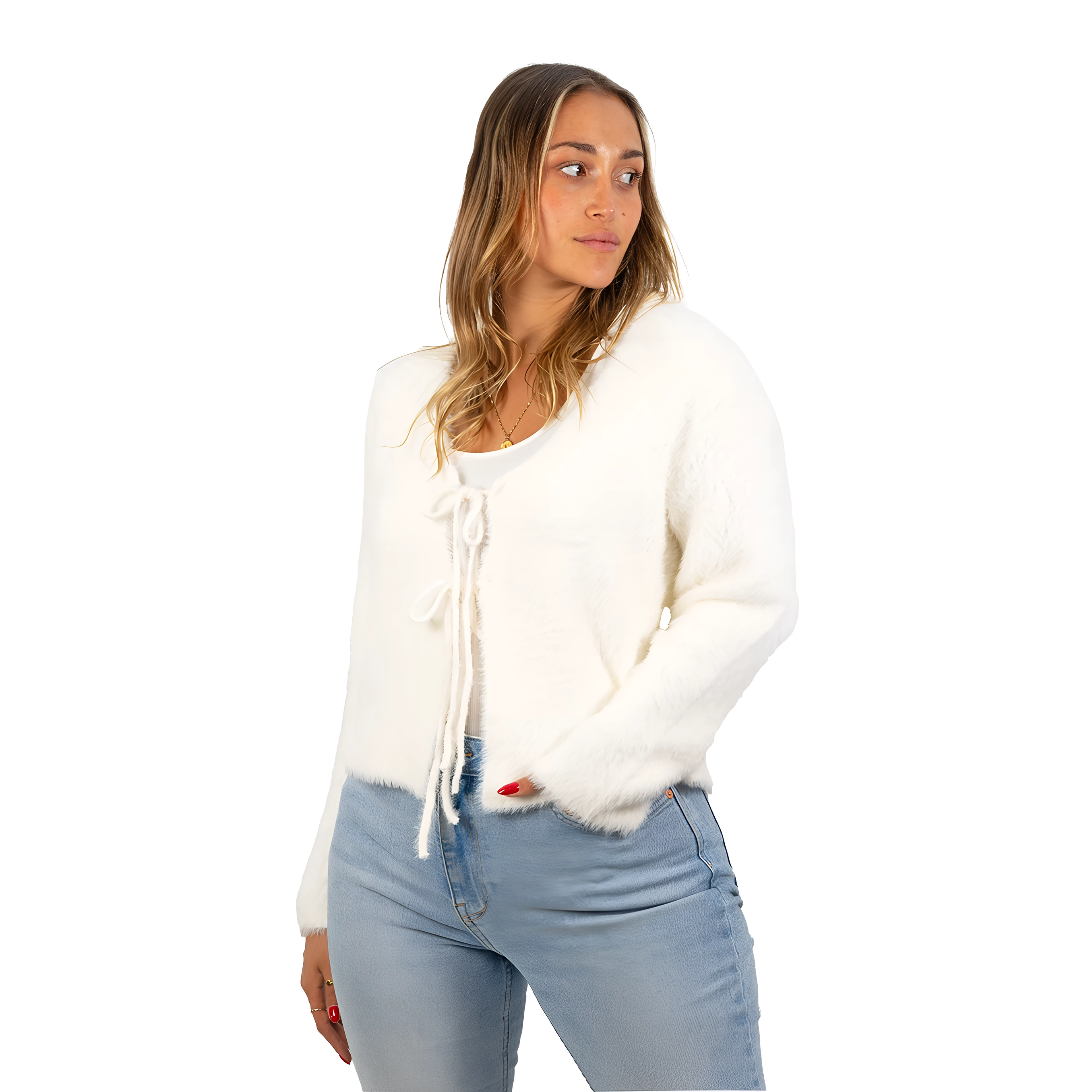 Chaleco mujer peludo nudos colores 9