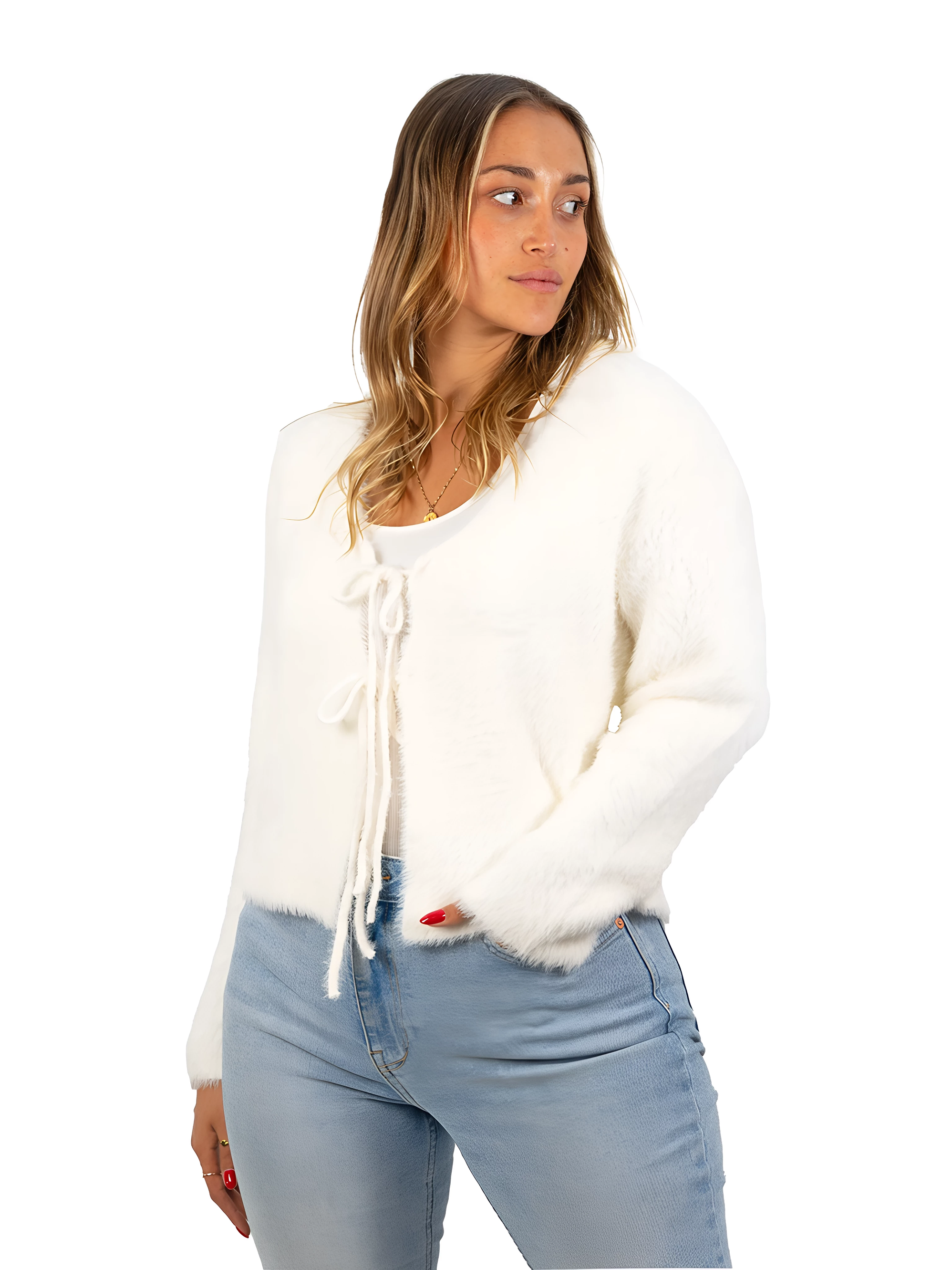 Chaleco mujer peludo nudos colores 9