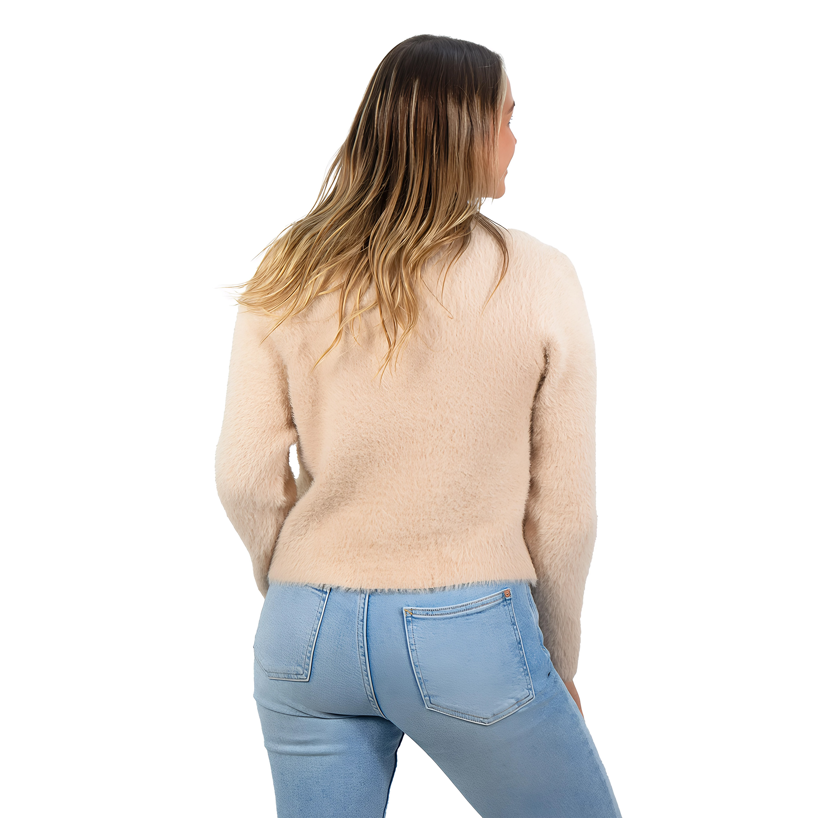 Chaleco mujer peludo nudos colores 16