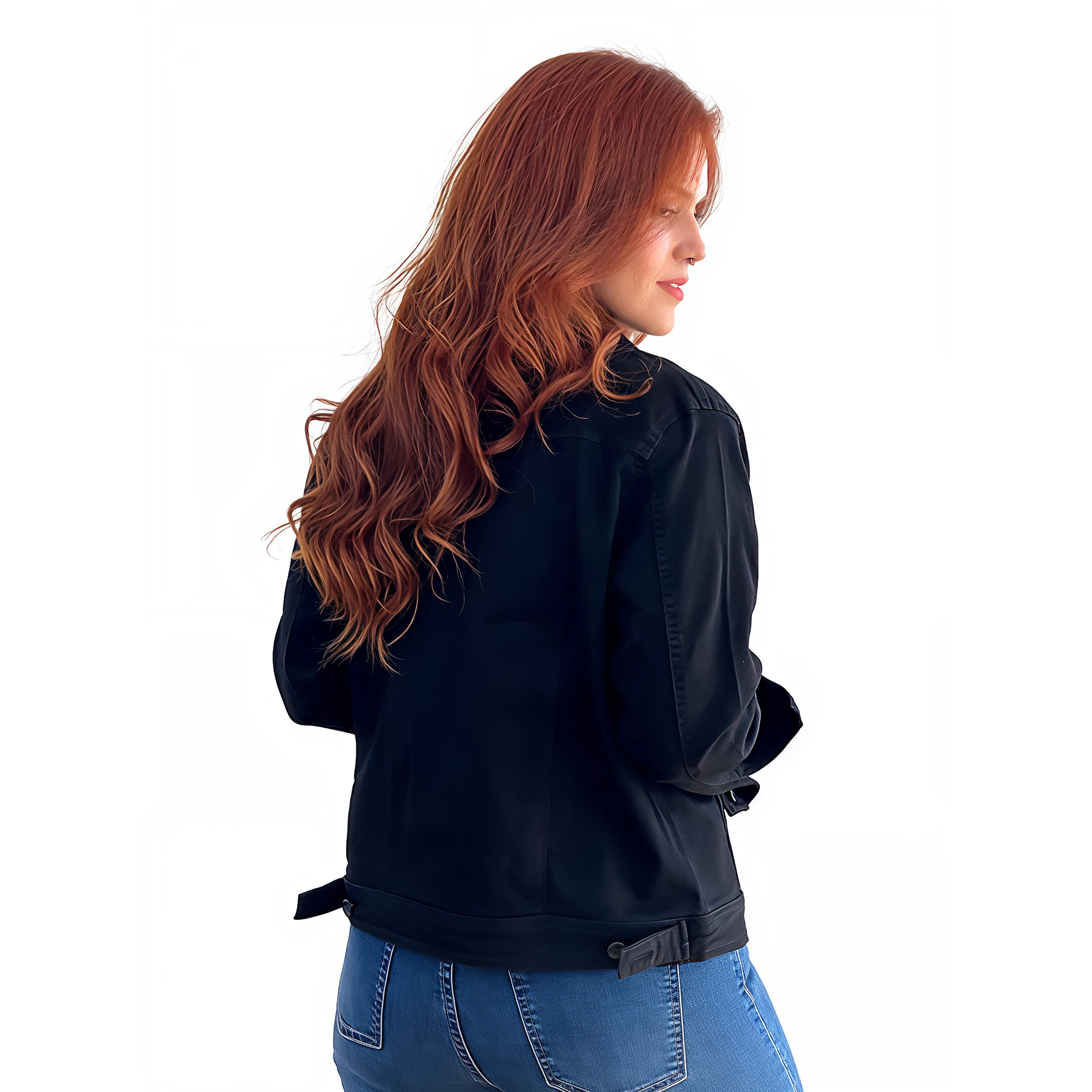 Chaqueta mujer Extra linda mezclilla negro elasticada 3